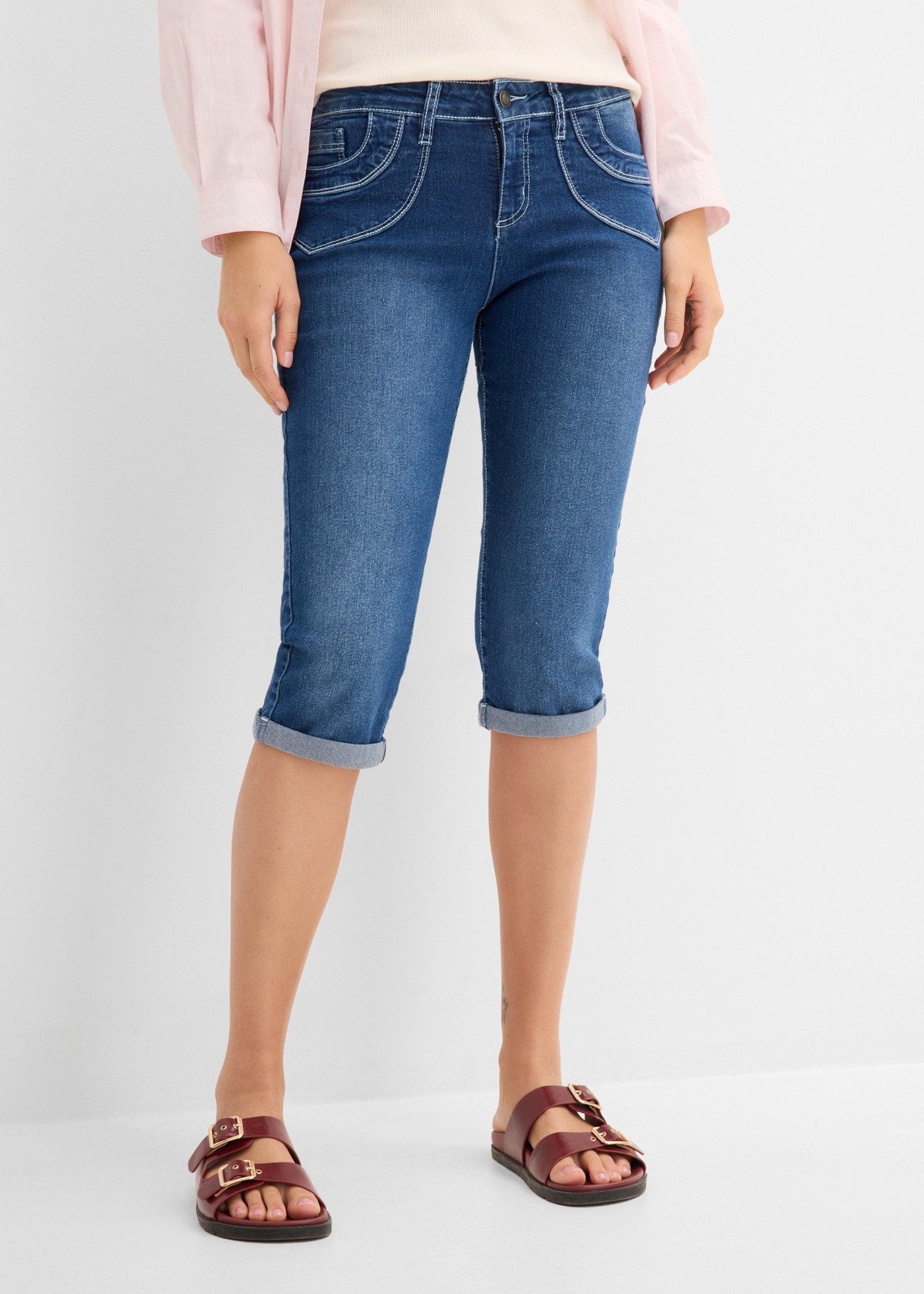Image of bonprix Caprijeans mit Stretch-Anteil, leichte Waschung, 5-Pocket-Style
