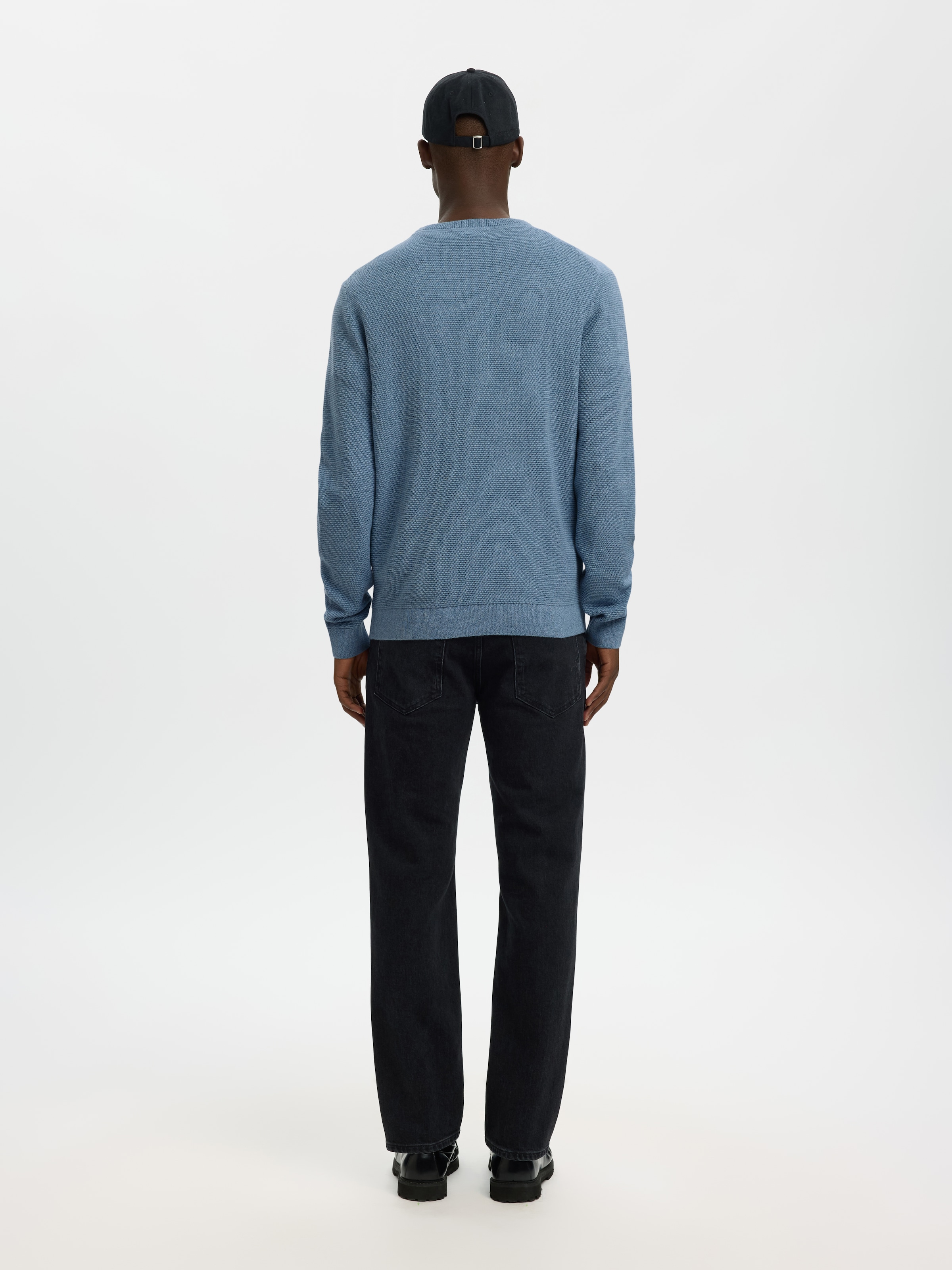SELECTED Pull à col rond »SLHROSS LS KNIT STRUCTURE CREW NECK NOOS« coton, coupe régulière
