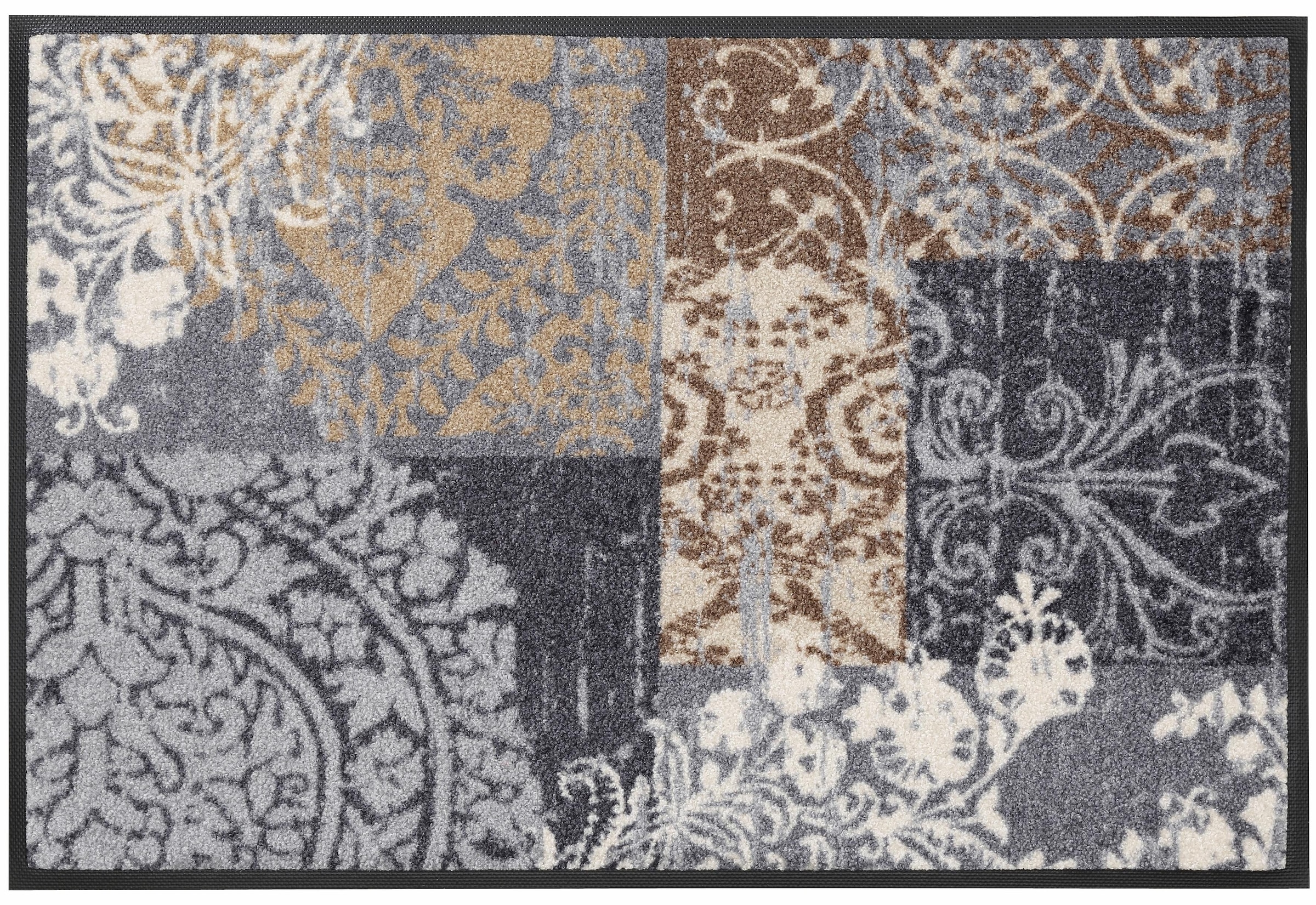 Image of wash+dry by Kleen-Tex Fussmatte "Armonia" rechteckig 7 mm Höhe Schmutzfangmatte, Patchwork Design, Ornamente, rutschhemmend, waschbar