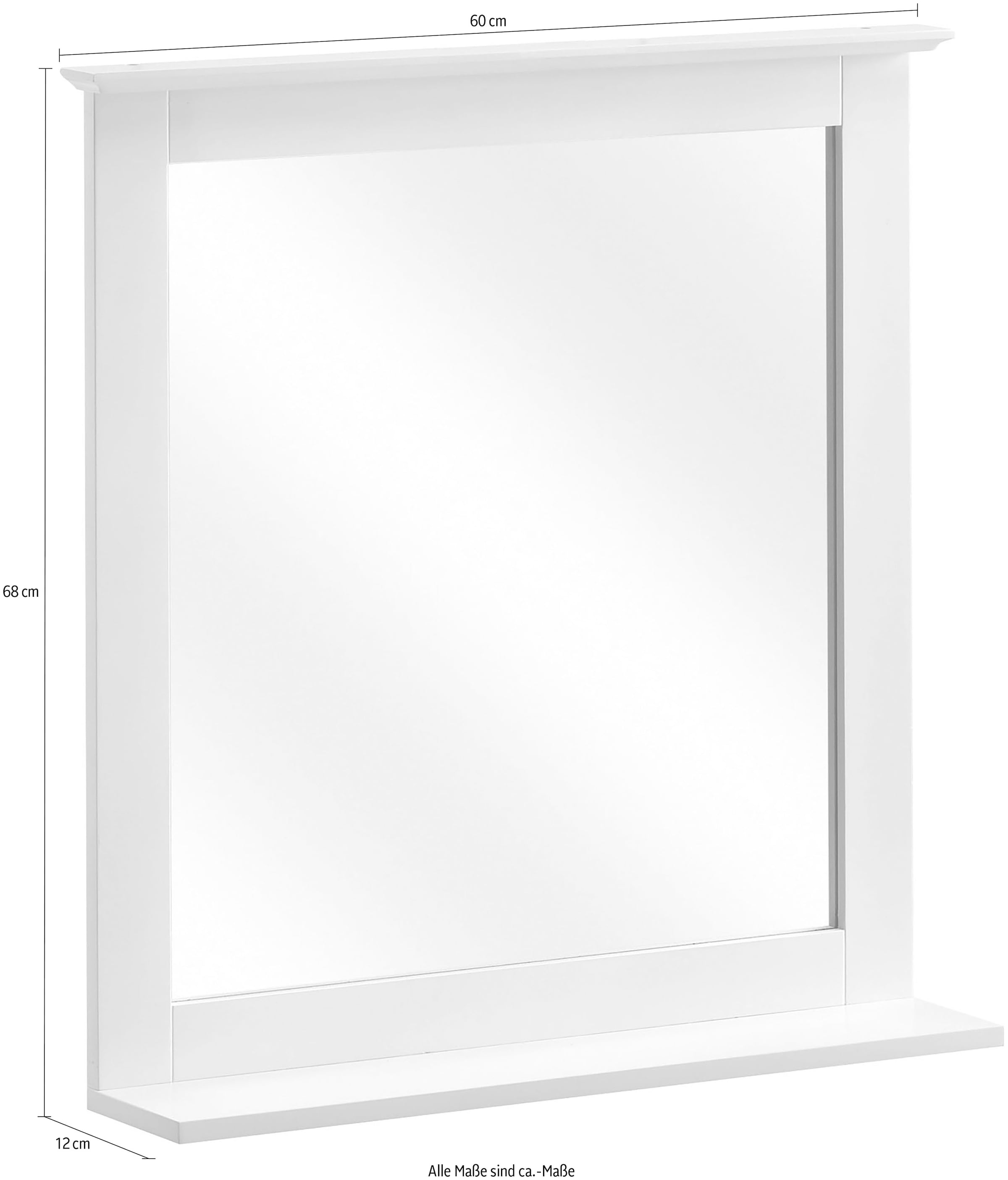 Saphir Miroir de salle de bain »Quickset 928 Spiegel mit Ablage, 60 cm breit, Landhaus-Stil« miroir mural blanc brillant, sans éclairage, rectangulaire