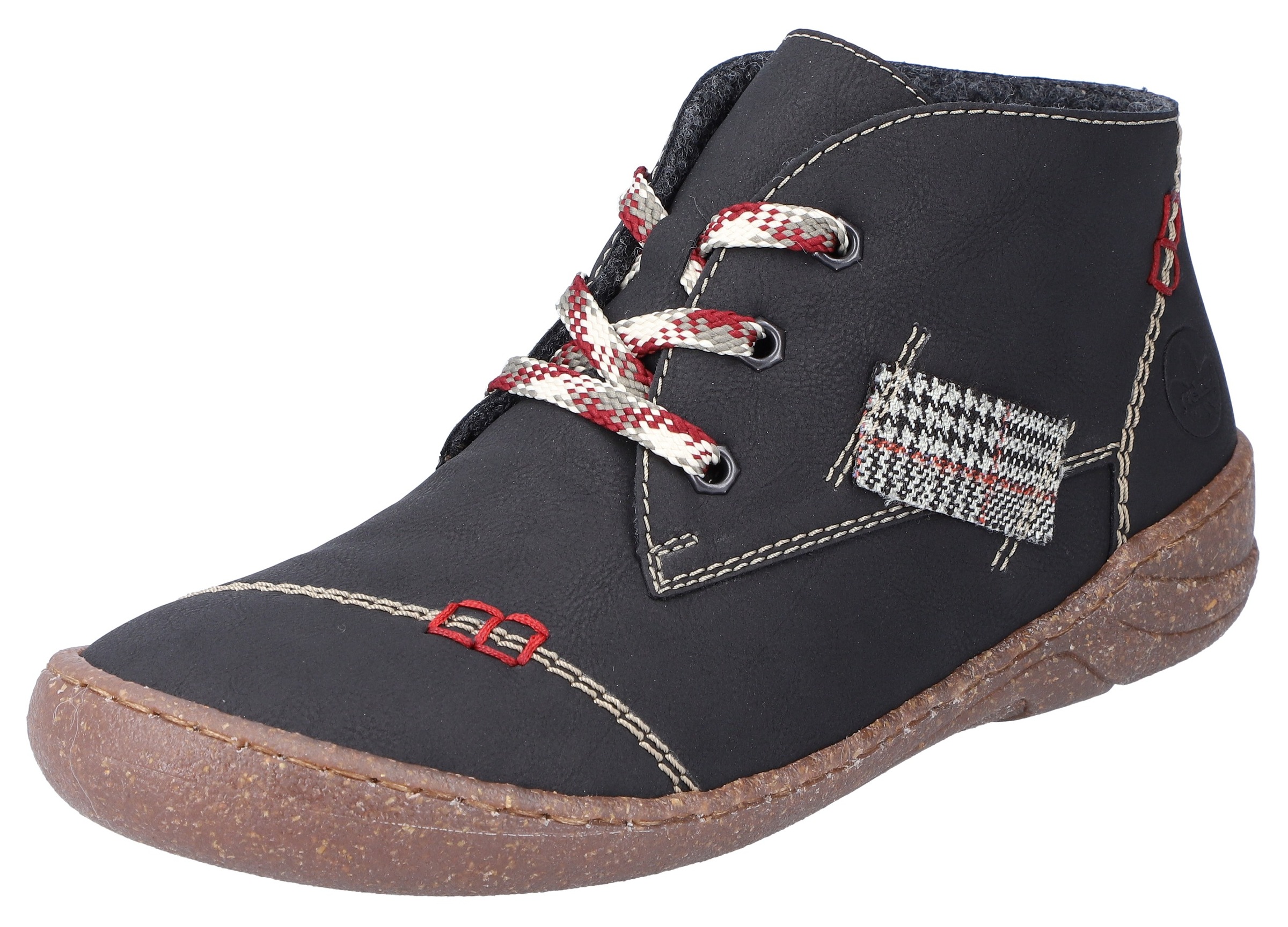 Image of Rieker Schnürboots, mit Ziernähte und karierten Flag an der Seite bei Ackermann Versand Schweiz