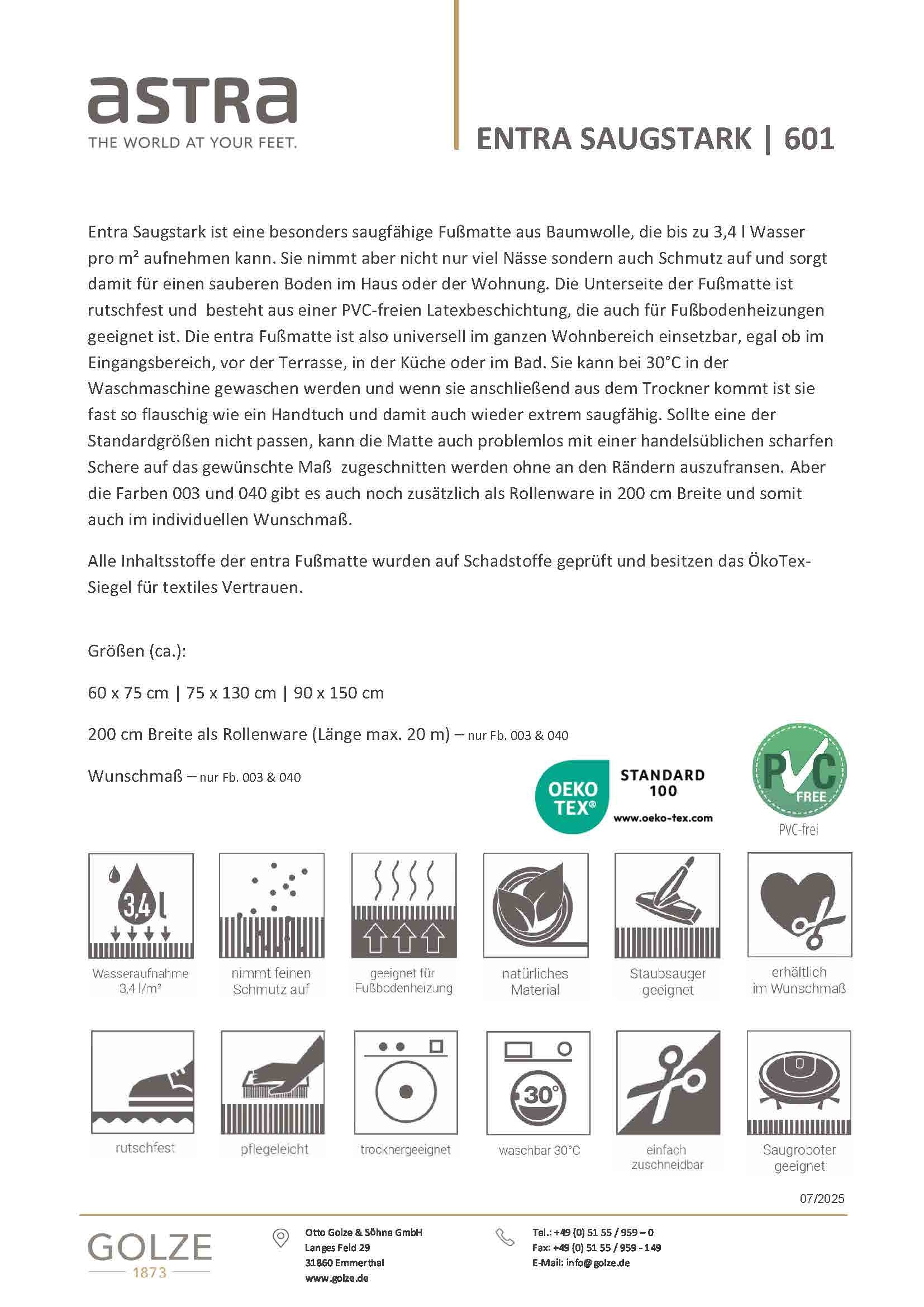 ASTRA Läufer »Saugstark 601« rechteckig 9 mm Höhe In -und Outdoor geeignet