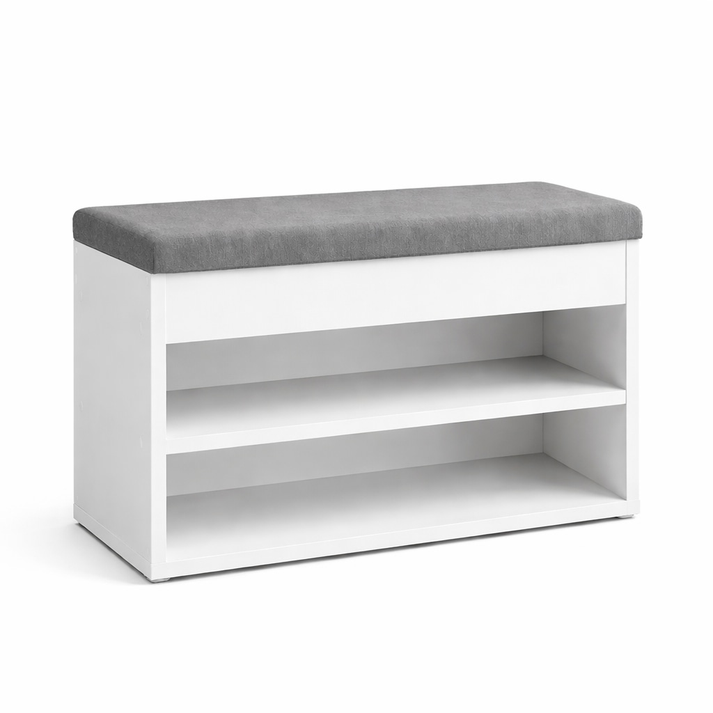 GOODproduct Banc à chaussures »Schuchschrank 60,  Schuhregal, Schuhtruhe, Schuhkommode, Sitzbank« Inkl. bequemem Sitzkissen mit Stauraum darunter