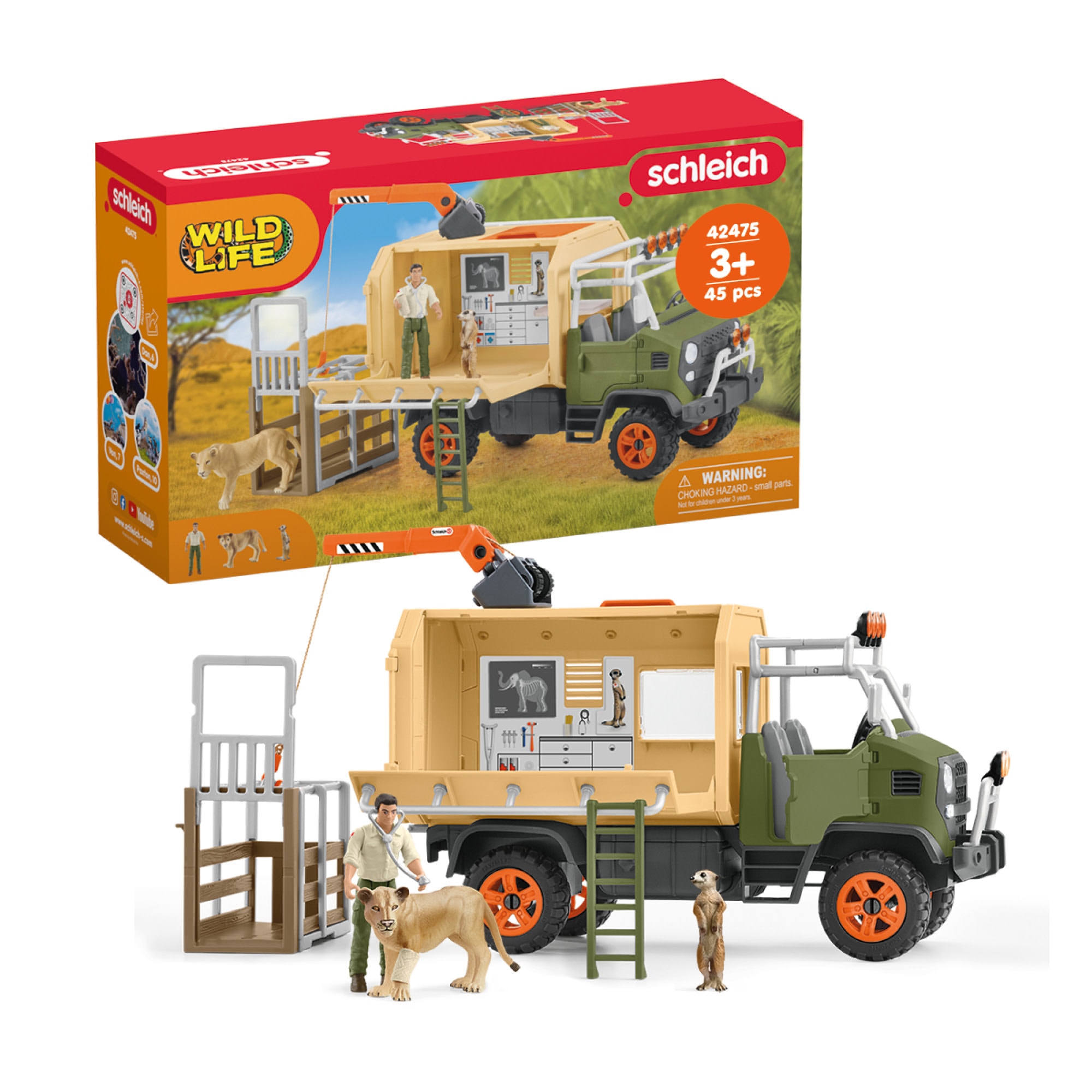 Image of Schleich Spielwelt "WILD LIFE, Grosser Truck Tierrettung (42475)" Made in Europe