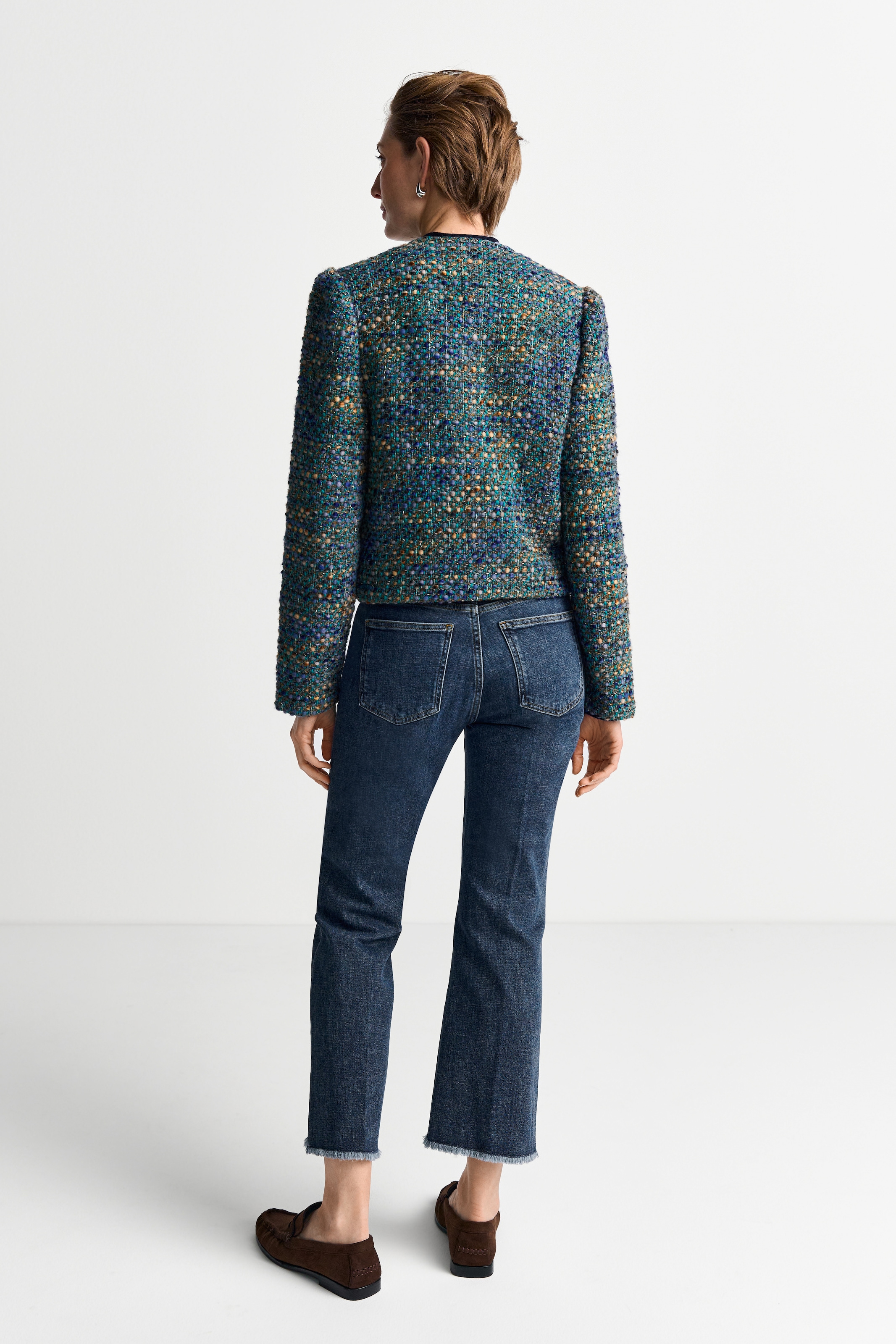 RICHROYAL Bouclèjacke ohne Kapuze Regular fit mit Rundhalsausschnitt, Woll-Anteil