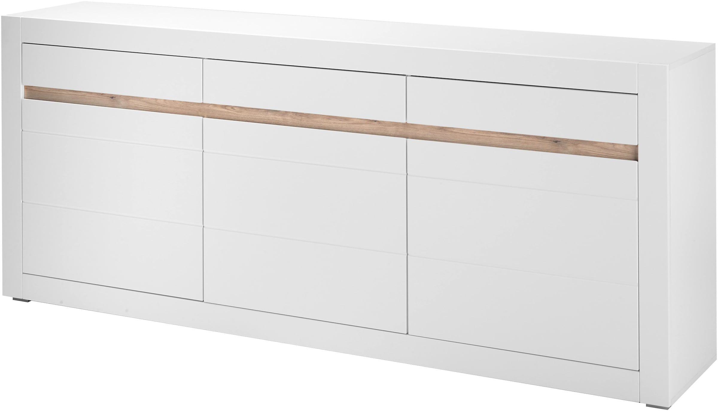 INOSIGN Sideboard »Chester, moderne Anrichte, Kommode mit Stauraum, Schrank, Weiss Matt«, (1 St.), austauschbare Blende in Griffleiste, zeitloses Design, 217 cm breit