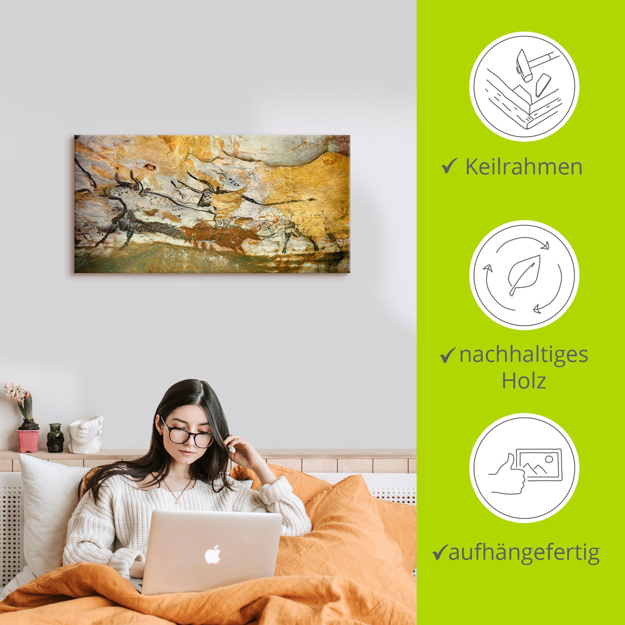Artland Wandbild »Höhle von Lascaux Stiere«, Wildtiere, (1 St.), als Leinwandbild, Poster, Wandaufkleber in verschied. Grössen