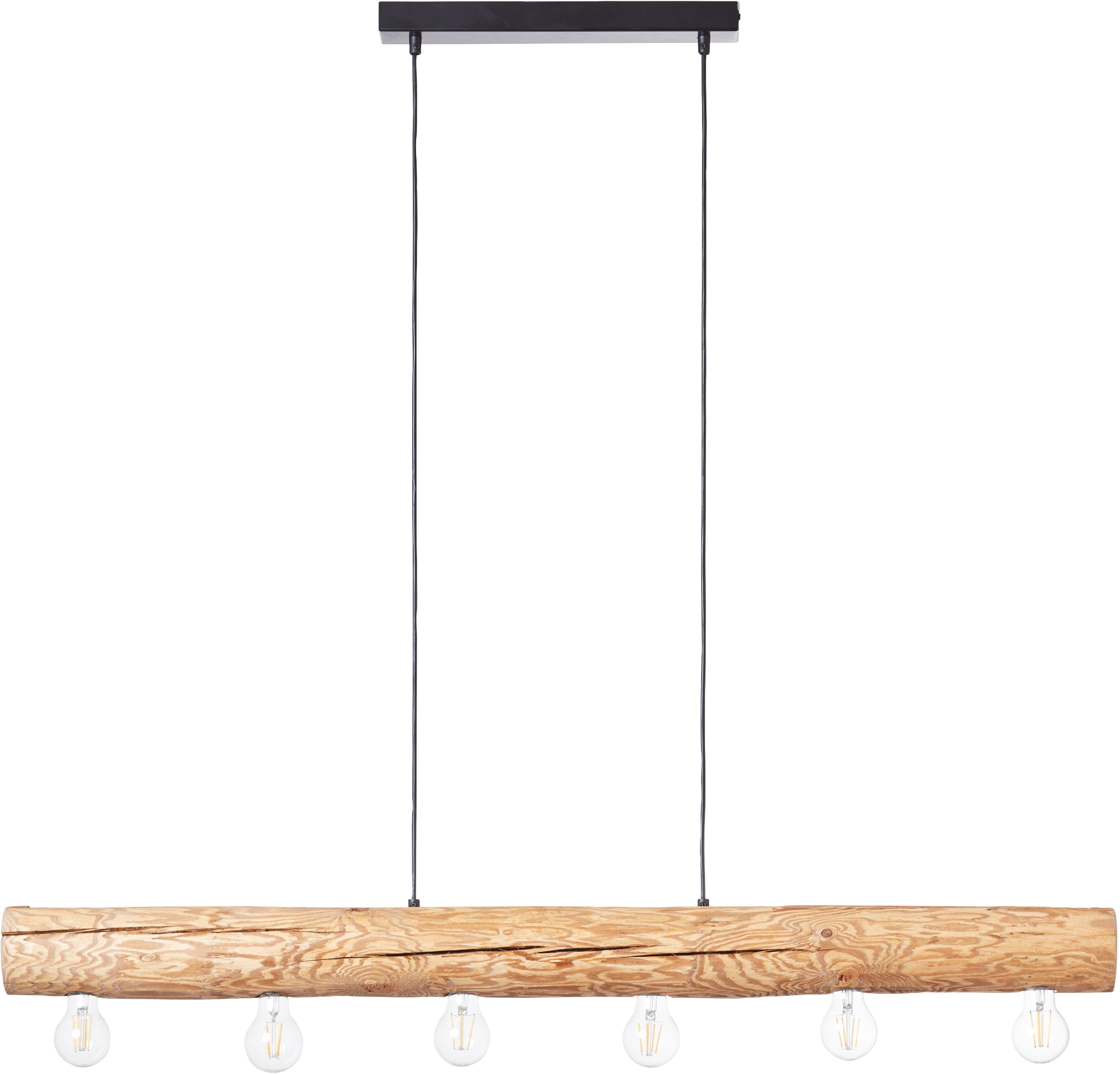 Brilliant Pendelleuchte 6 kiefer Breite, Holz/Metall, 105cm Höhe, gebeizt auf versandkostenfrei flammig-flammig, kürzbar, »Trabo«, 115cm 6x E27