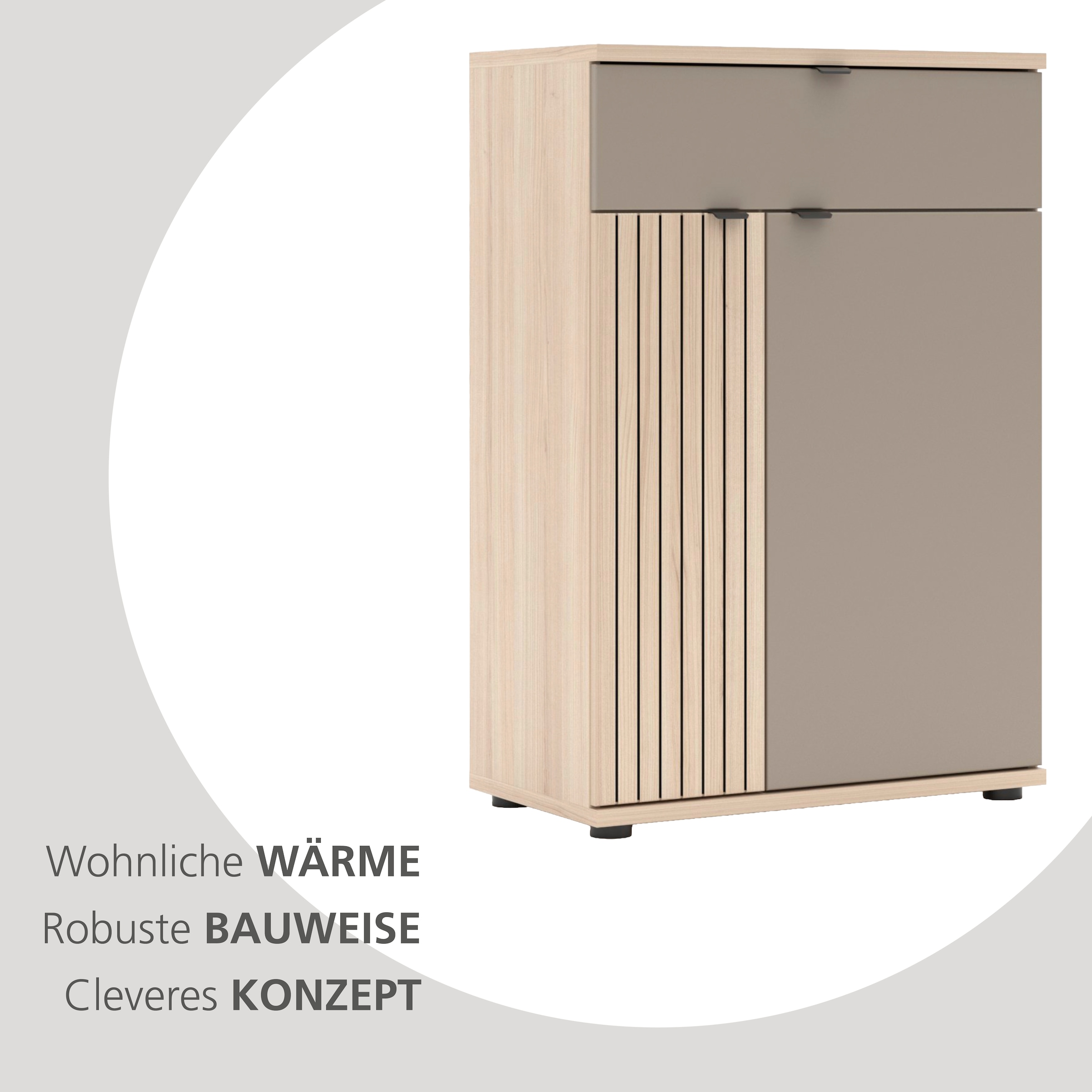 Innostyle Armoire à chaussures »PISA Schuhschrank« 1 cuis tlg. Fermeture douce, bord AB, 1 tiroir, 4 compartiments