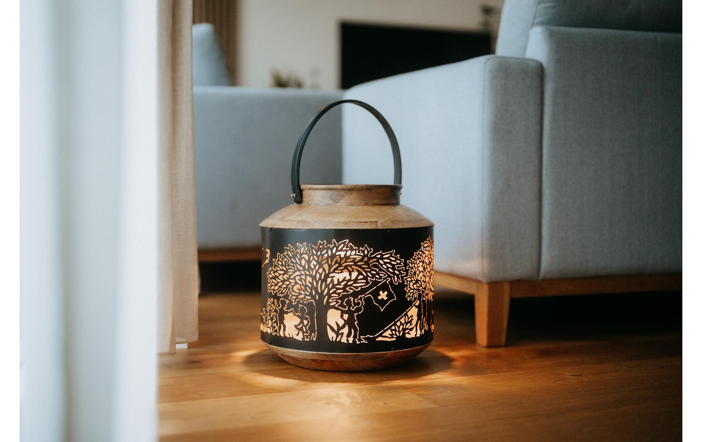 Kadastar Lanterne à bougie »Bergchilbi 37 cm« Laterne Scherenschnitt