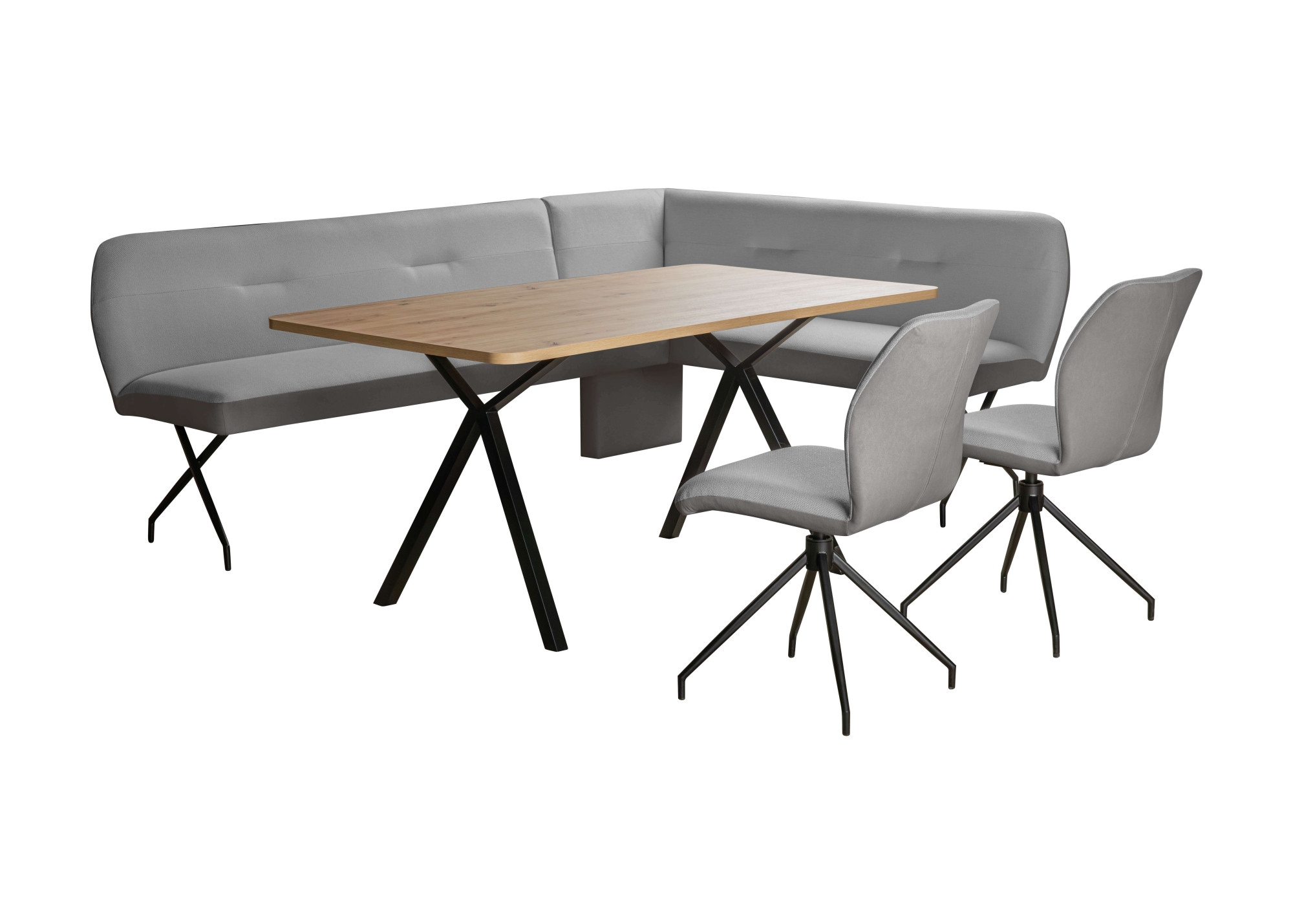 GOODproduct Eckbankgruppe »Bruna Essecke, Sitzgruppe, Eckbankgruppe, Küchenbankgruppe« Set, 4tlg, 4 tlg. tlg. Stuhl: 360° drehbar (Rückst.), 2-Stoff-Design. Wellenfederung Eckbank