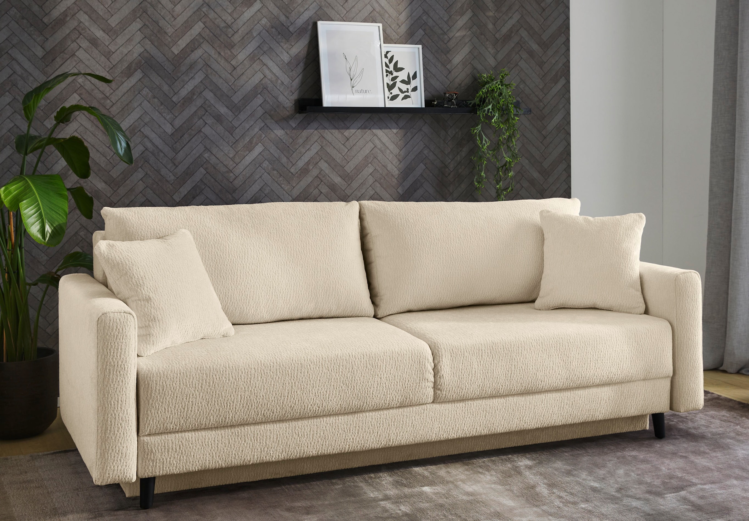 Jockenhöfer Gruppe Schlafsofa »Bjoern, B: 217 cm, Liegefl. 140x191 cm« mit Schlaffunktion, Bettkasten & Zierkissen