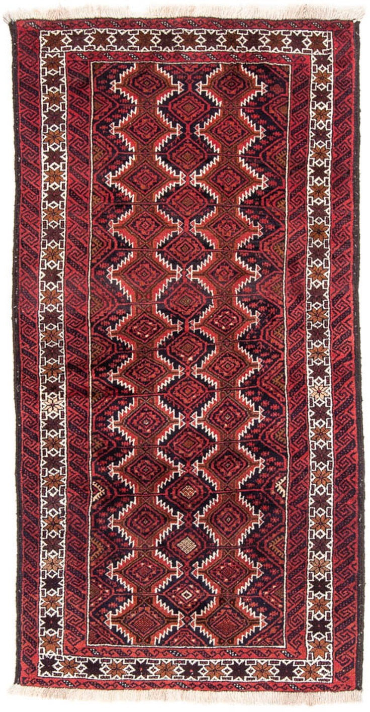 Image of morgenland Hochflor-Läufer »Belutsch Durchgemustert Rosso 189 x 97 cm«, rechteckig, 0,8 mm Höhe, Handgeknüpft bei Ackermann Versand Schweiz