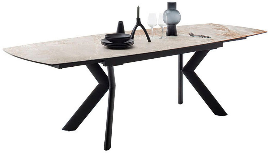 MCA furniture Esstisch »OSSANA Vierfusstisch 180-260 cm«, (Einzelstück), Keramik,Metall,Stirnauszug,ausziehbar,Tischplatte 13 mm,8-10 Personen