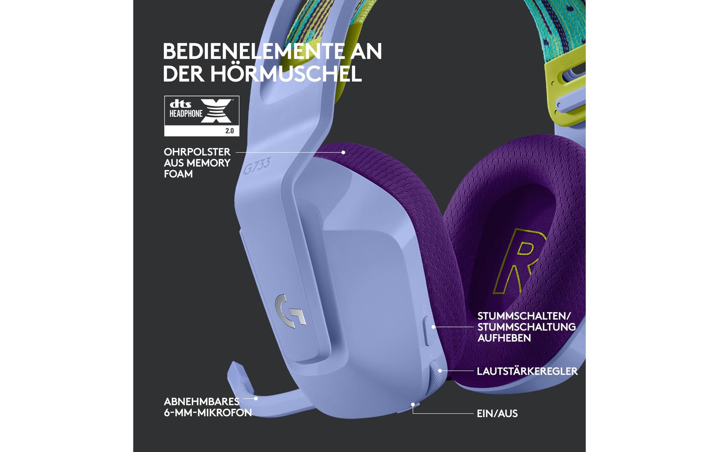 Logitech Gaming-Headset »G733 Lightspeed Lila«