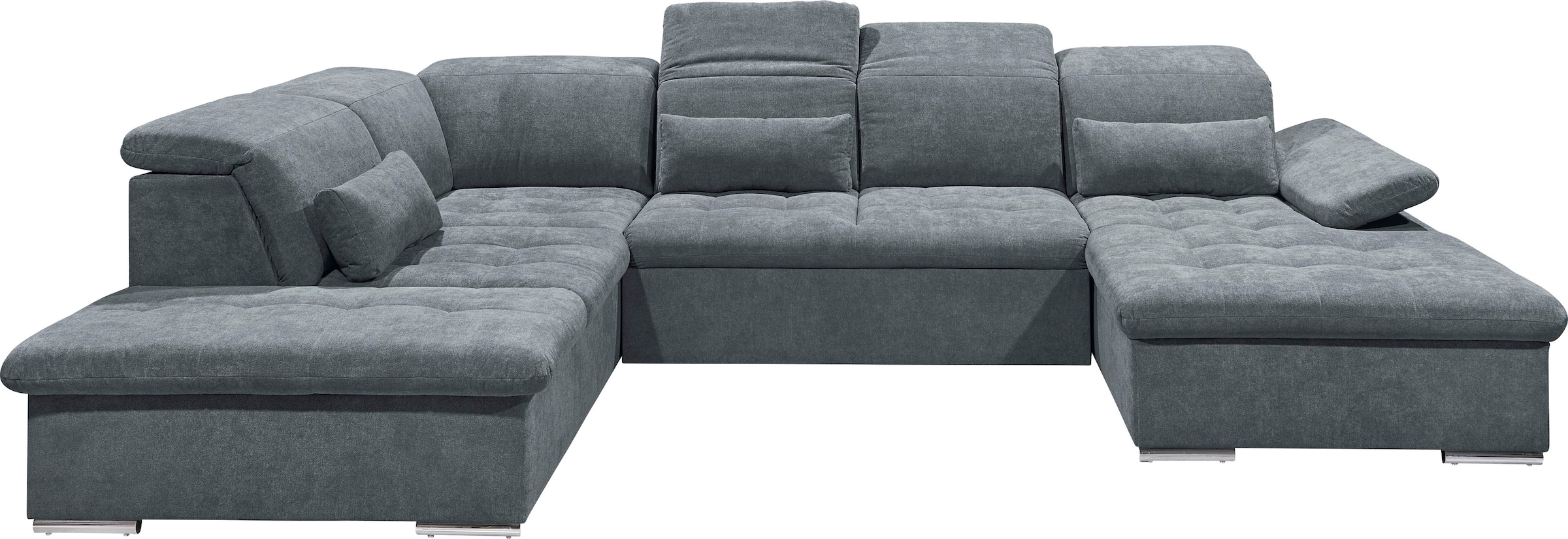 ED EXCITING DESIGN Wohnlandschaft »Wayne U-Form mit Bettfunktion, Bettkasten« Arm- und Kopfteilverstellung & 3 Nierenkissen