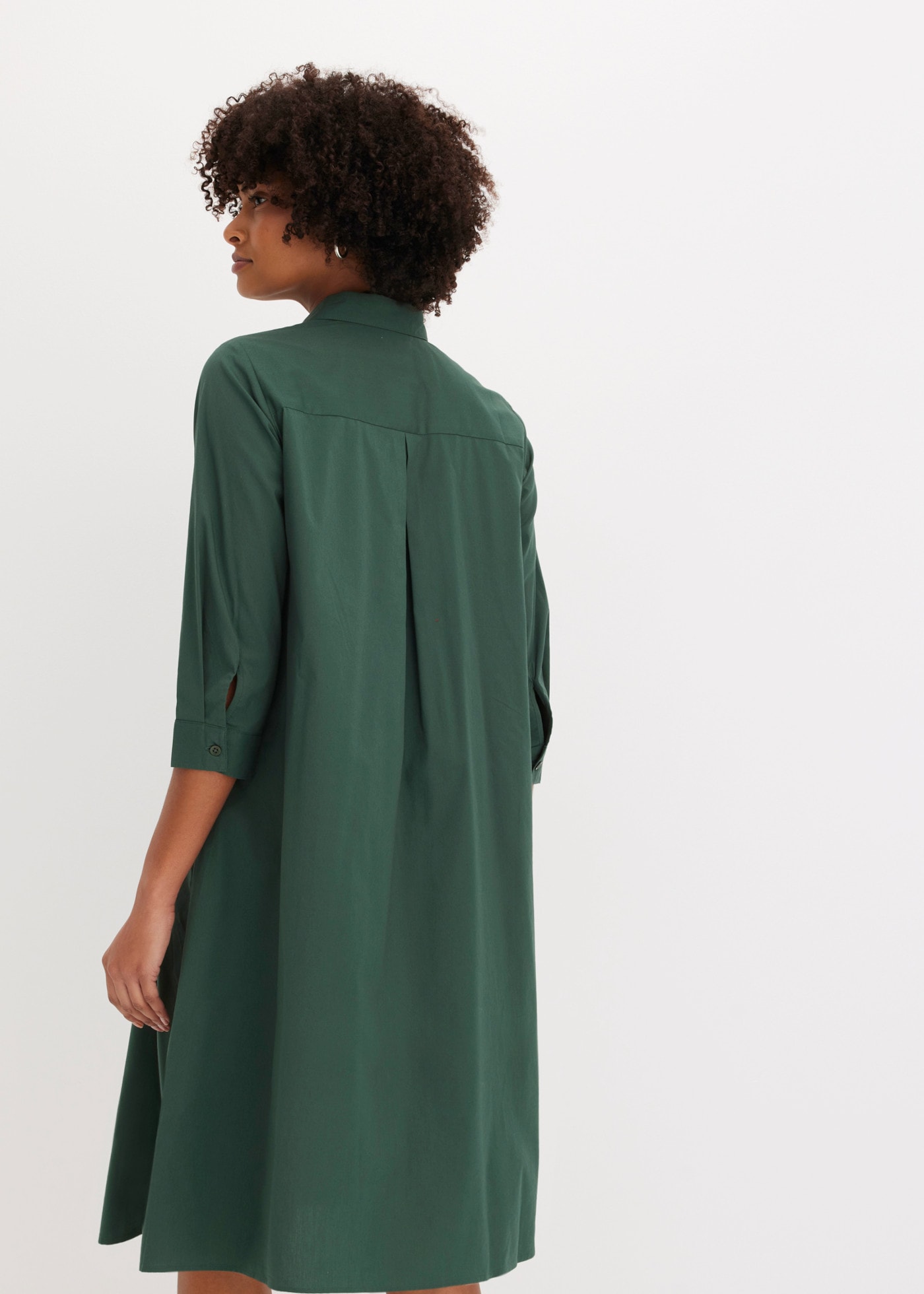 bonprix Robe chemisier Coupe trapèze, manches 3/4, col chemise