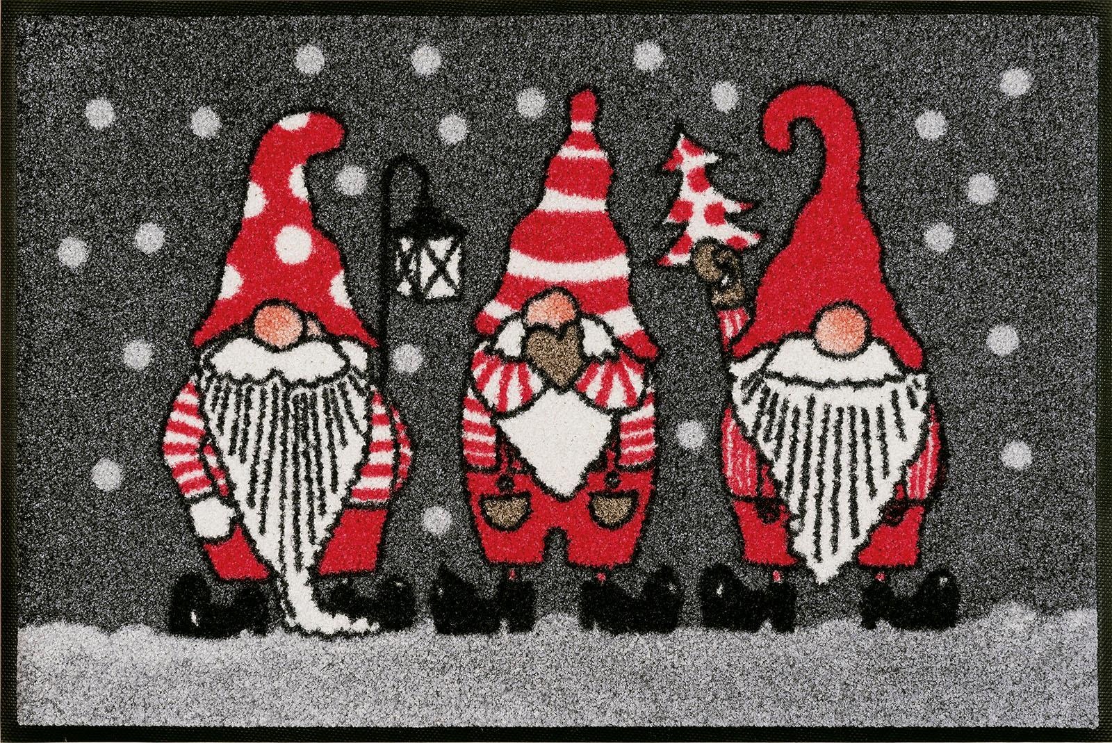 Image of wash+dry by Kleen-Tex Fussmatte »Winterzwerge«, rechteckig, 7 mm Höhe, Schmutzfangmatte, rutschhemmend, waschbar bei Ackermann Versand Schweiz