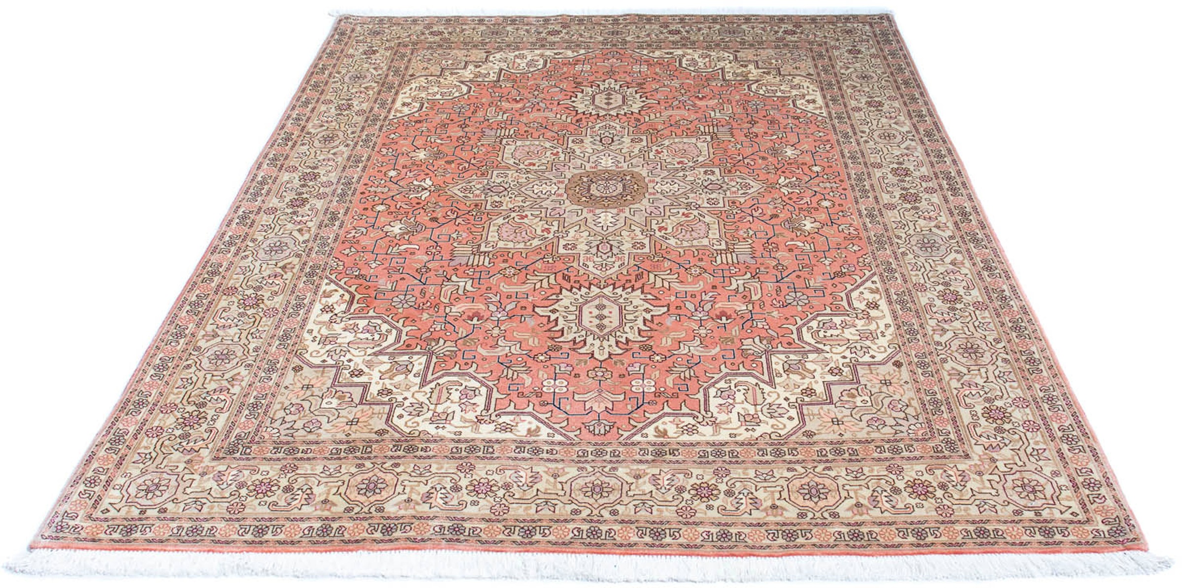 Image of morgenland Orientteppich »Perser - Täbriz - Royal - 210 x 152 cm - beige«, rechteckig, 7 mm Höhe, Wohnzimmer, Handgeknüpft, Einzelstück mit Zertifikat bei Ackermann Versand Schweiz
