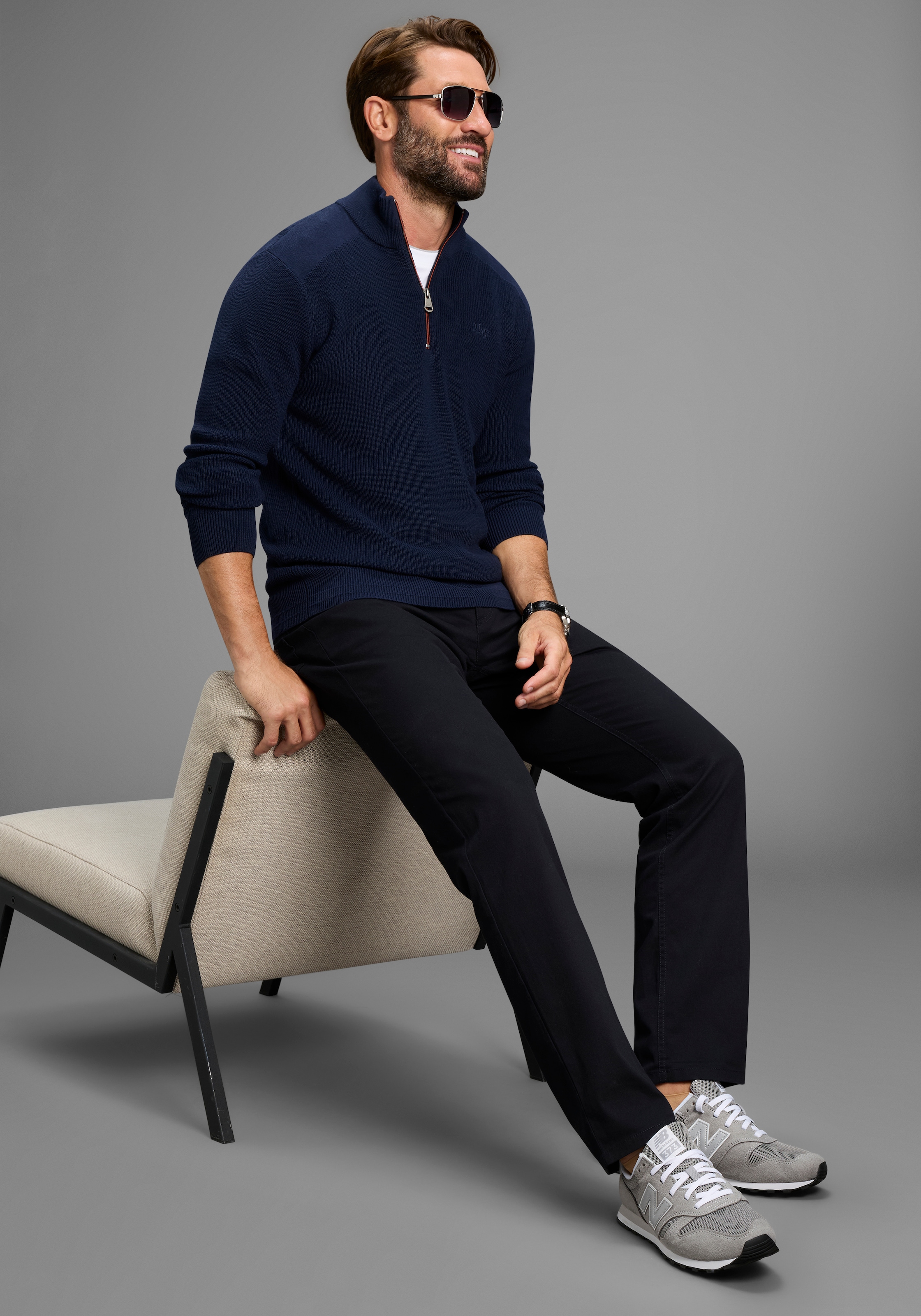 Man's World Troyer »Neue Kollektion ! Highlight kontrastfarbener Reissverschluss!« Feinstrick Rippe, ideal für die Übergangszeit