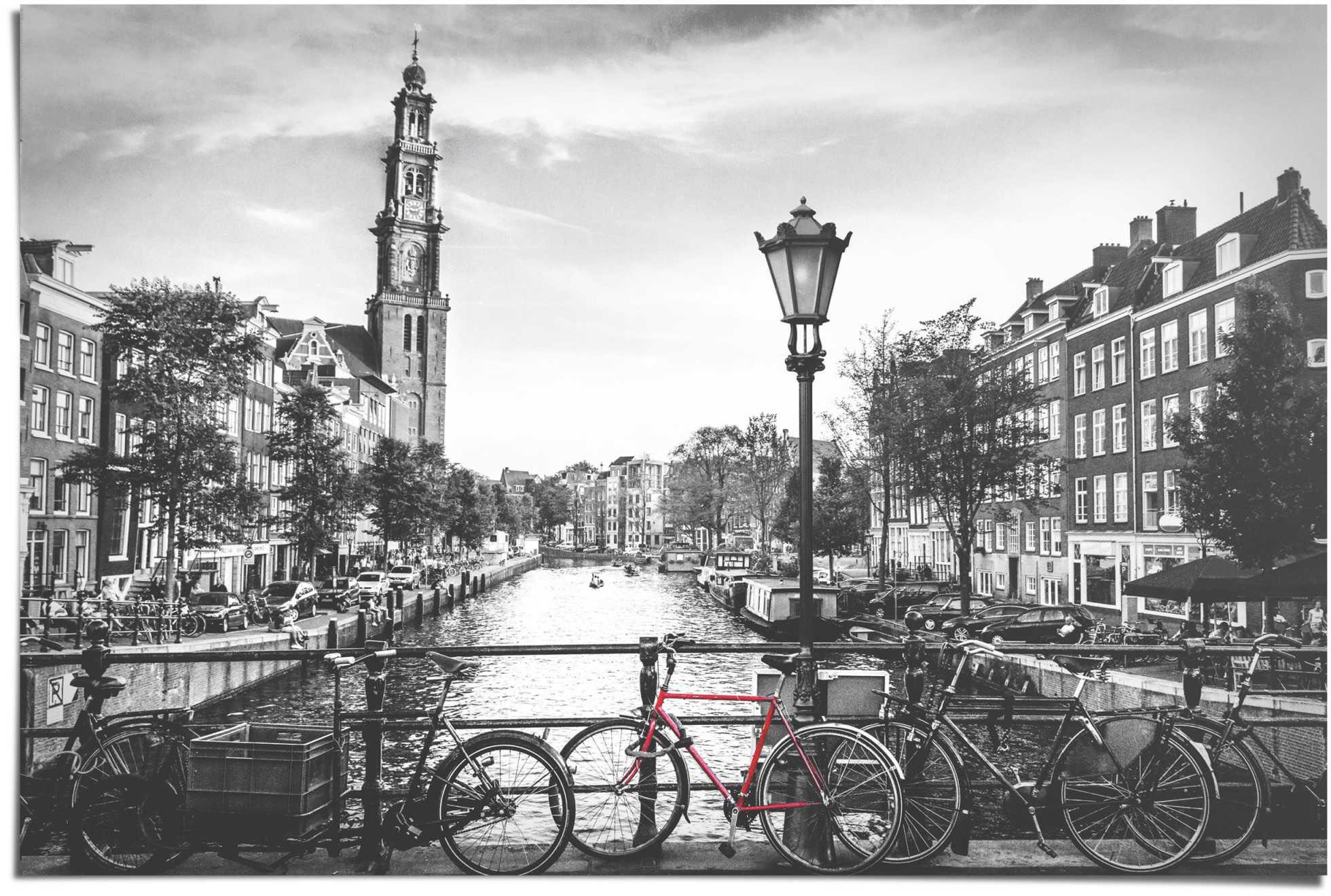 Image of Reinders Poster "Die Grachten von Amsterdam Brücke - Fahrrad - Stadt - Die Niederlande" 1 Stk. tlg.