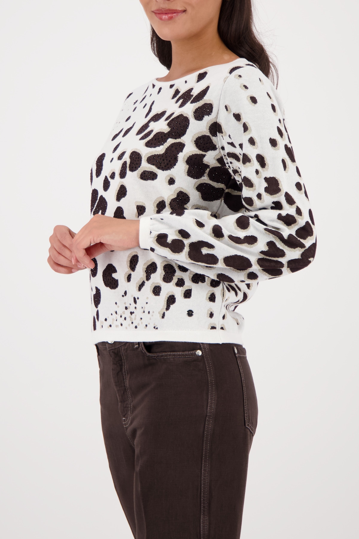 Monari Pull en tricot »Pullover Leojacquard« Regular fit mit Leojacquard