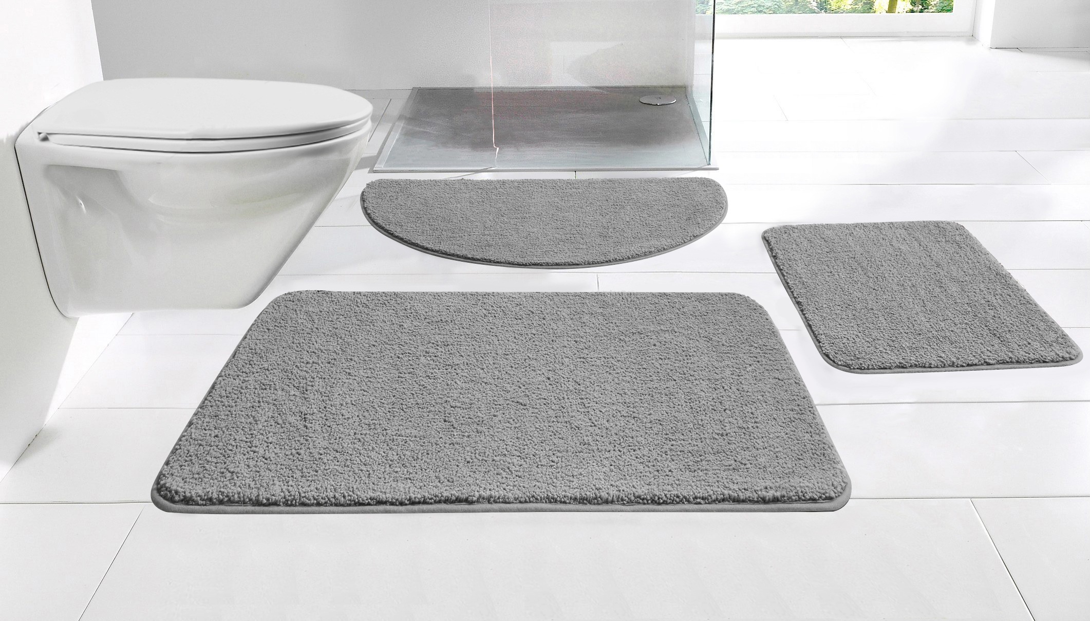 Image of GOODproduct Badematte "Regona, Badteppich, Badvorleger, Badezimmer Teppich" Höhe 15 mm rutschhemmend beschichtet fussbodenheizungsgeeignet schnell trocknend strapazierfähig Uni Farben, besonders weich, als rechteckig und halbrund erhältlich