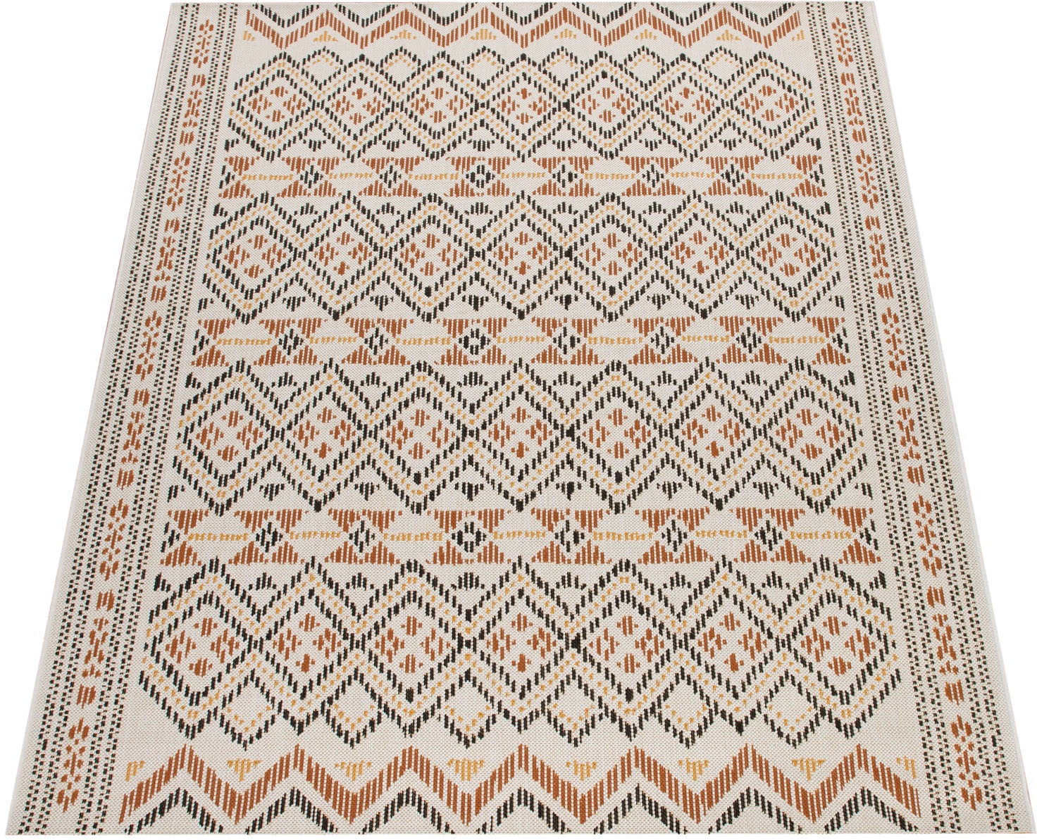 Image of Paco Home Teppich »Ostende 543«, rechteckig, 4 mm Höhe, Flachgewebe, Rauten Motiv, mit Bordüre, In- und Outdoor geeignet, Wohnzimmer bei Ackermann Versand Schweiz