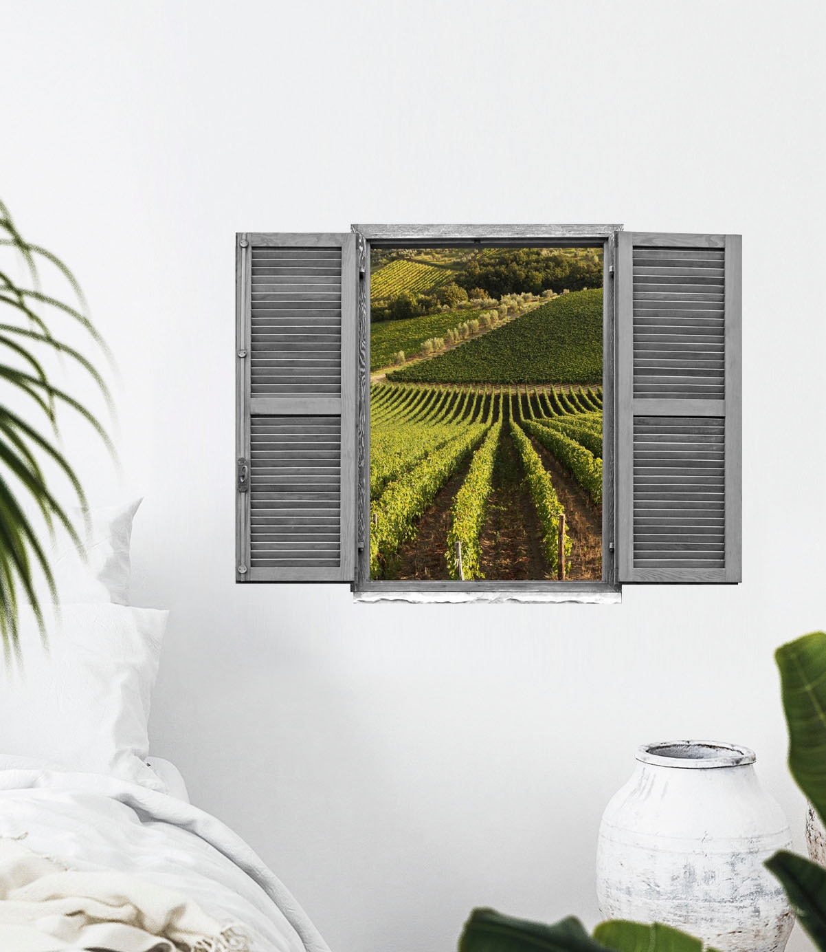 queence Autocollant mural »Weinberg« Wandsticker, Wandbild, selbstklebend, 3D, Fenster