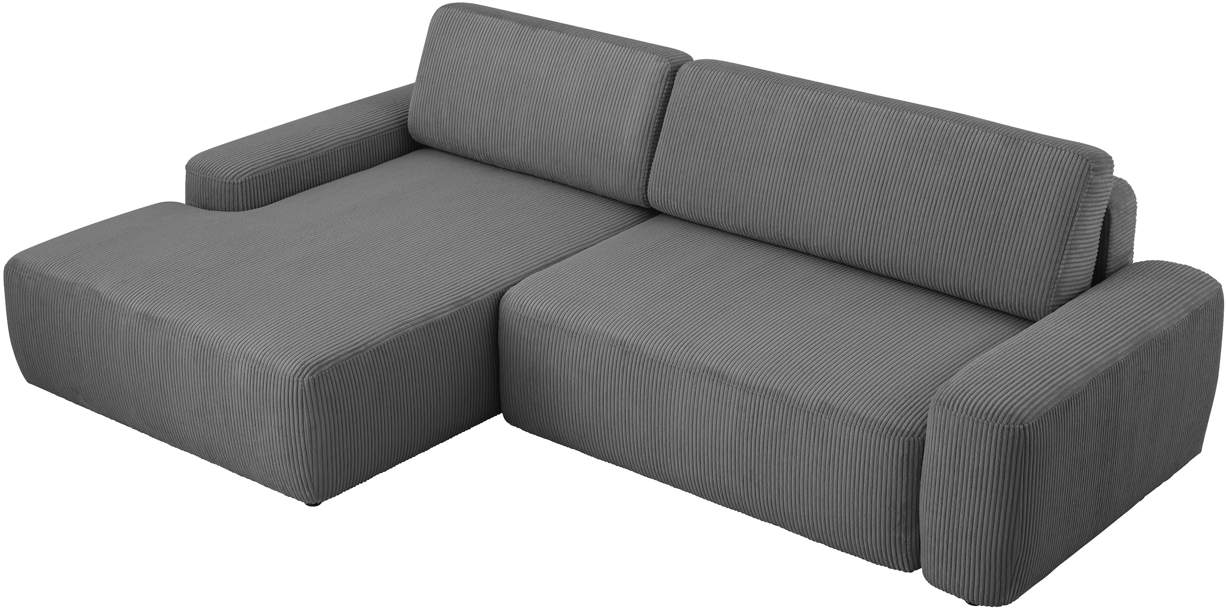 Home affaire Ecksofa »TORGE (264cm), Schlafsofa in Cord, Samtvelours o Struktur fein, L-Form« Schlaffunktion, Bettkasten, Liegefläche: 125/210 cm