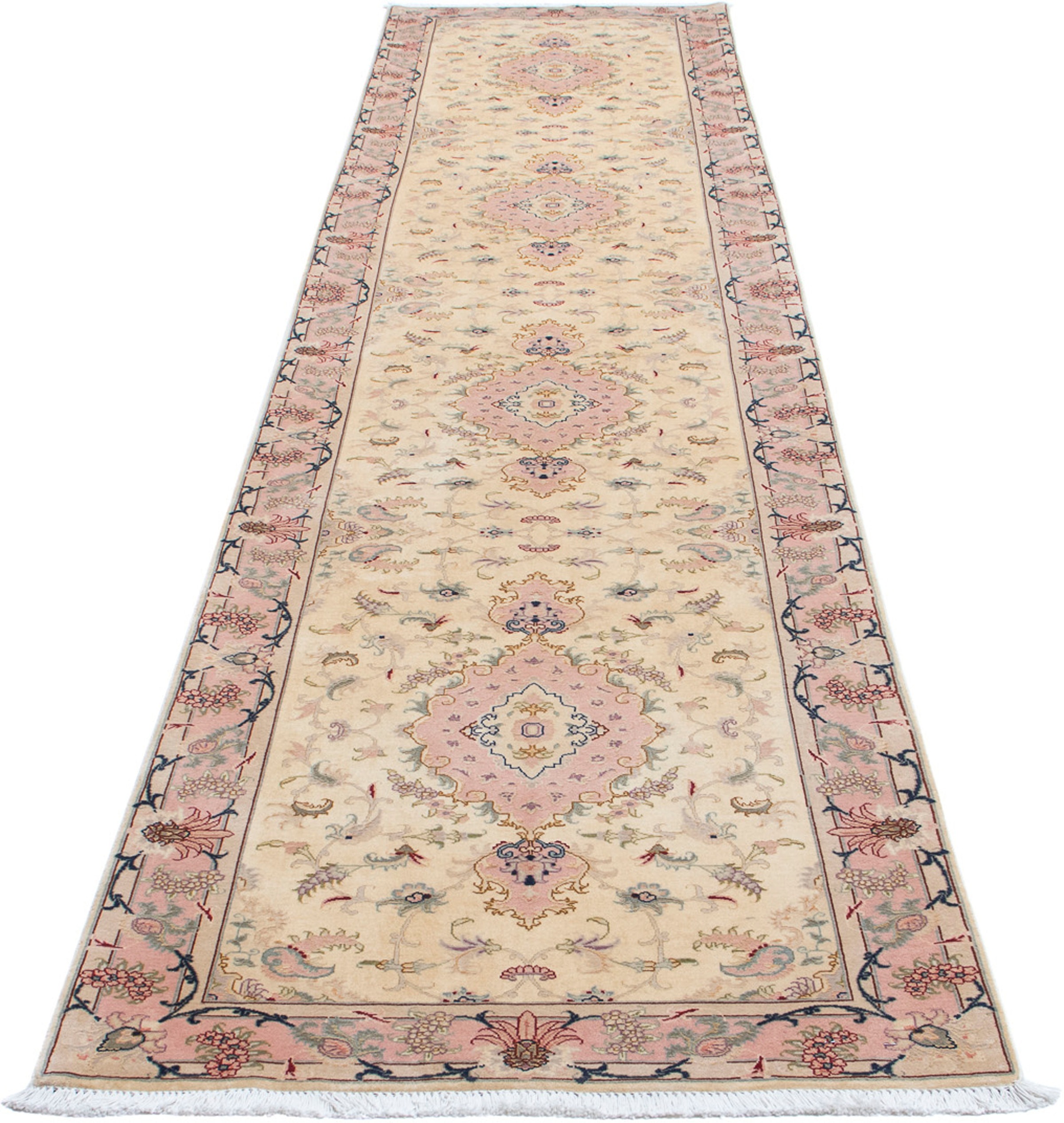 Image of morgenland Orientteppich »Perser - Täbriz - Royal - 397 x 87 cm - beige«, rechteckig, 7 mm Höhe, Wohnzimmer, Handgeknüpft, Einzelstück mit Zertifikat bei Ackermann Versand Schweiz