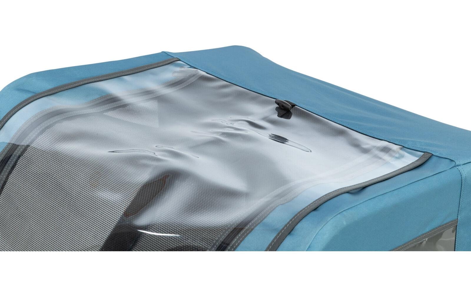 TRIXIE Panier de vélo pour animaux »Fahrradanhänger Blau-Grau, 81 x 102 x 102/145 cm«