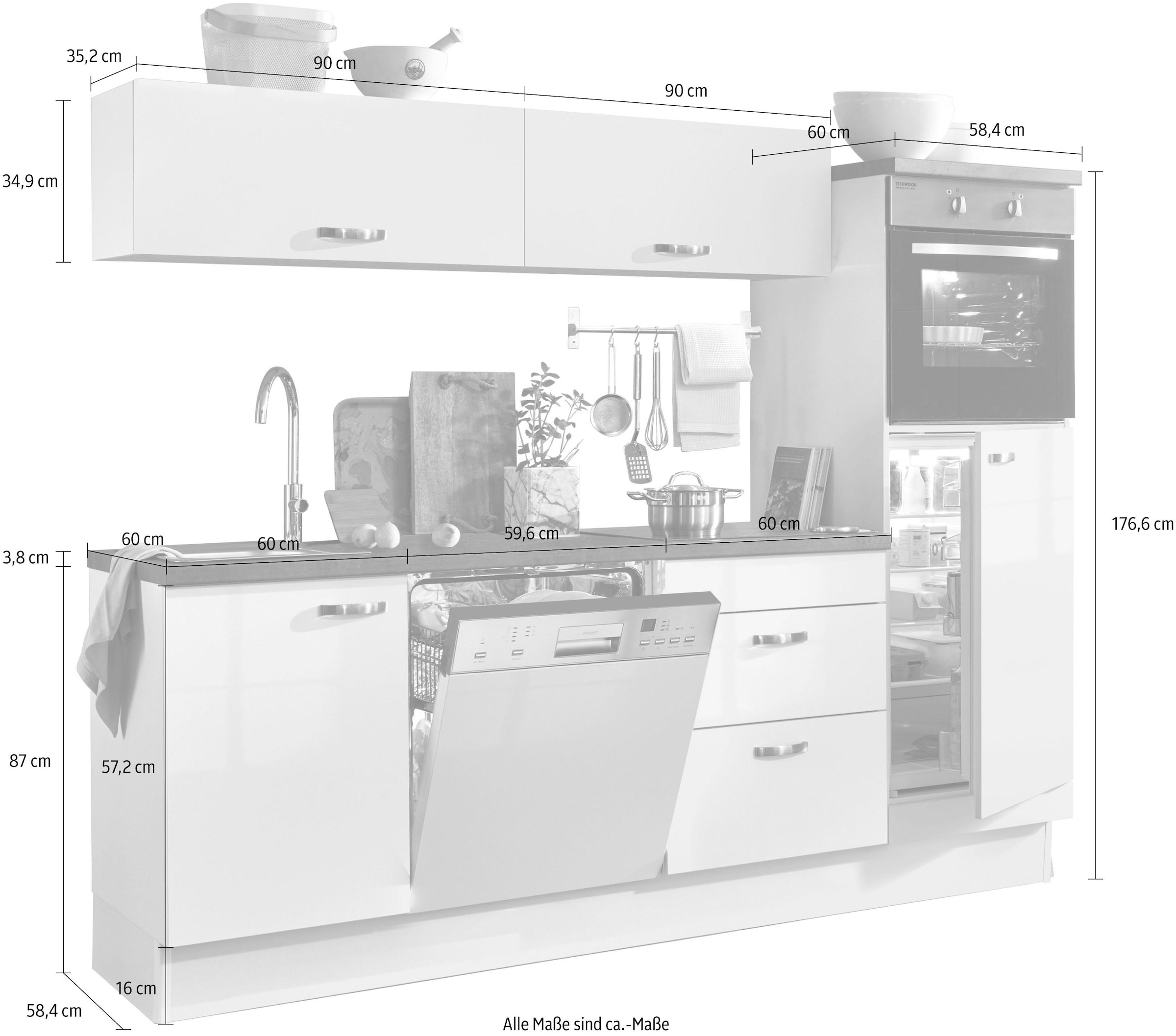 auf Vollauszügen und mit Küchenzeile OPTIFIT 240 »Cara«, versandkostenfrei ♕ Breite cm Soft-Close-Funktion,