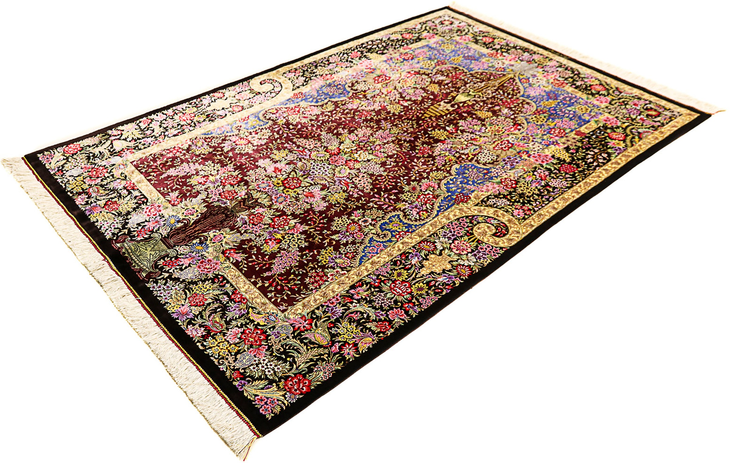 Image of morgenland Seidenteppich »Seidenteppich - Ghom Seide - Premium - 197 x 128 cm - dunkelblau«, rechteckig, 3 mm Höhe, Wohnzimmer, Handgeknüpft, Einzelstück mit Zertifikat bei Ackermann Versand Schweiz