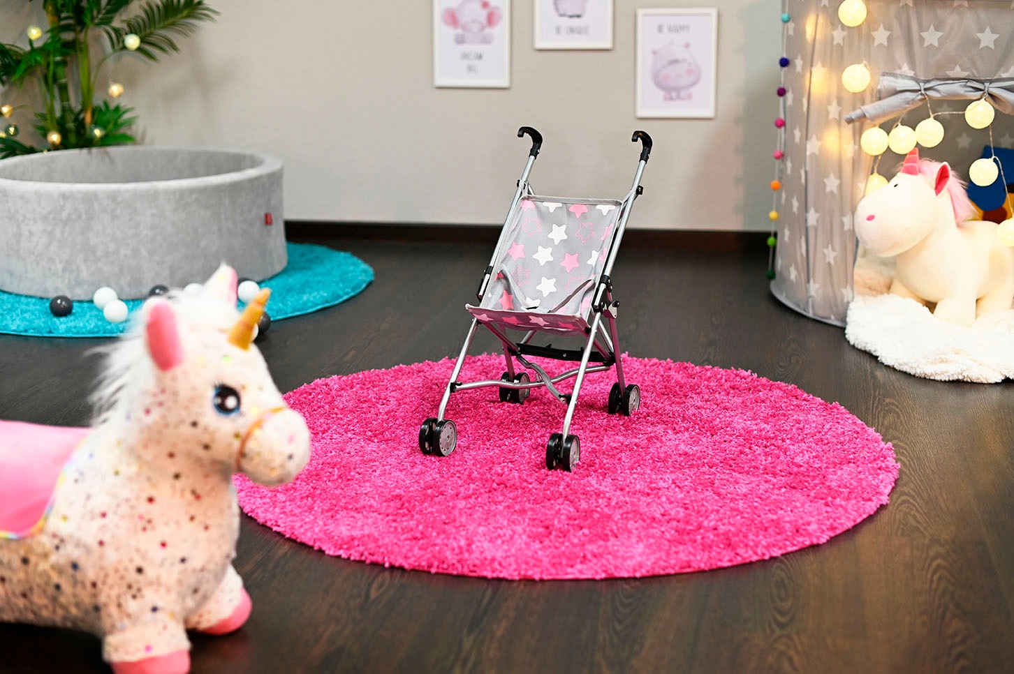 Knorrtoys® Puppenbuggy »Sim - star grey pink«