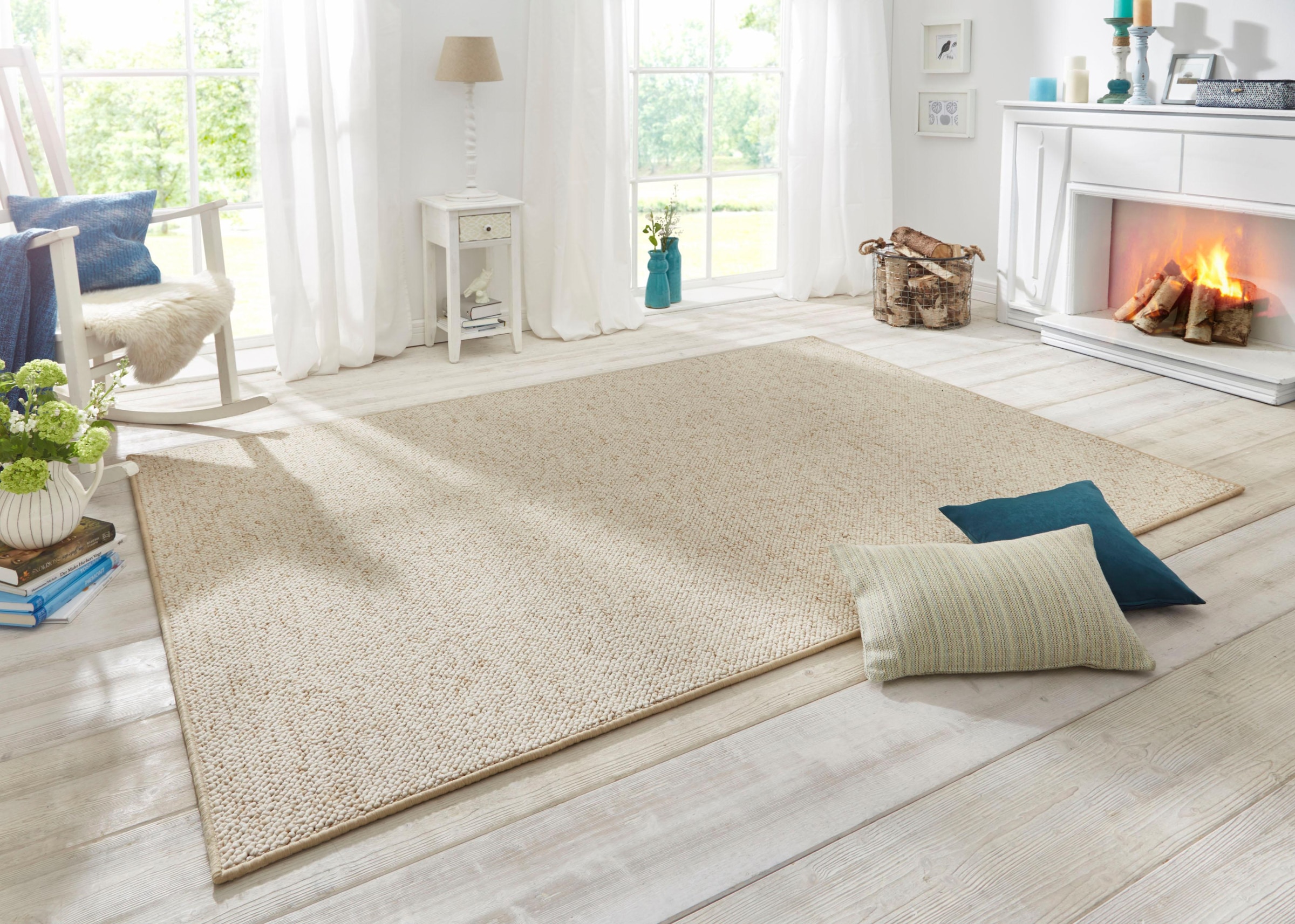 HANSE Home Teppich »Wolly 2« rechteckig 12 mm Höhe Flachgewebe, Läufer, Skandi, Woll-Optik, Esszimmer, Wohnzimmer, Flur