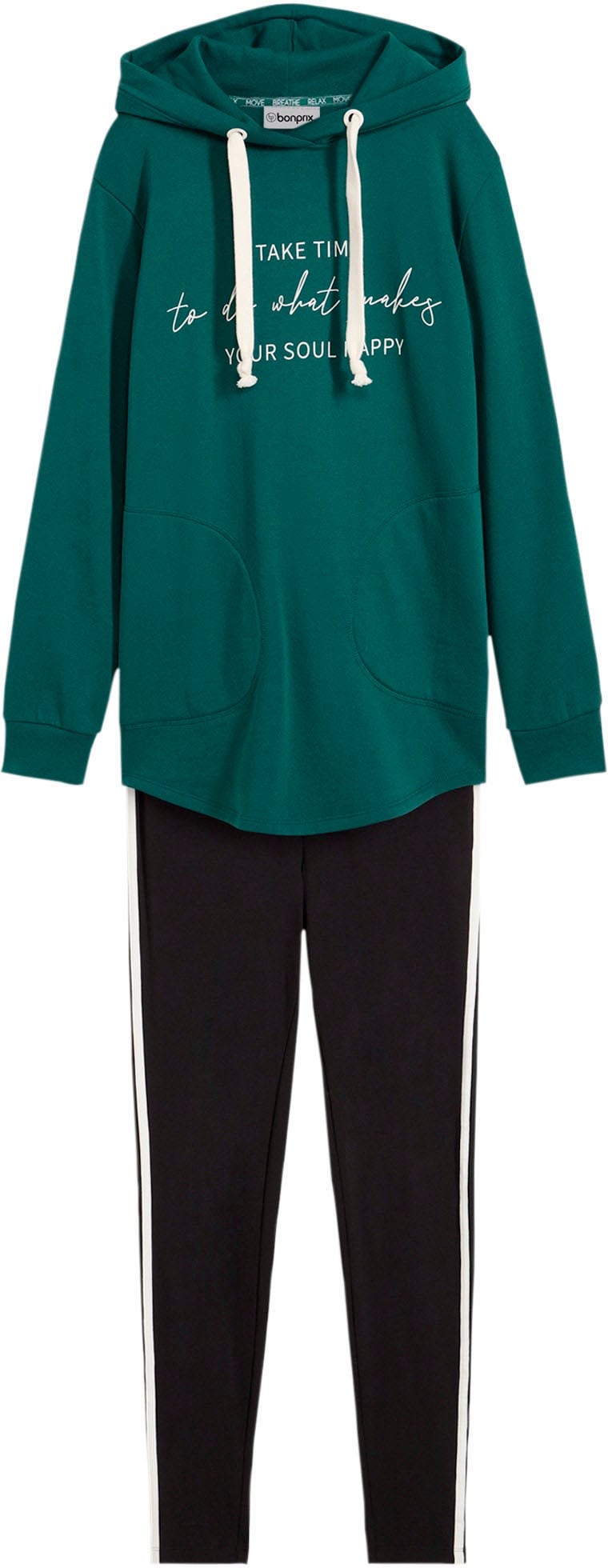 bonprix Jogging »Jogginganzug mit Long-Sweatshirt und Leggings (2-teilig)« zweiteiliges Set, extra langes Sweatshirt, knöchelfreie Leggings