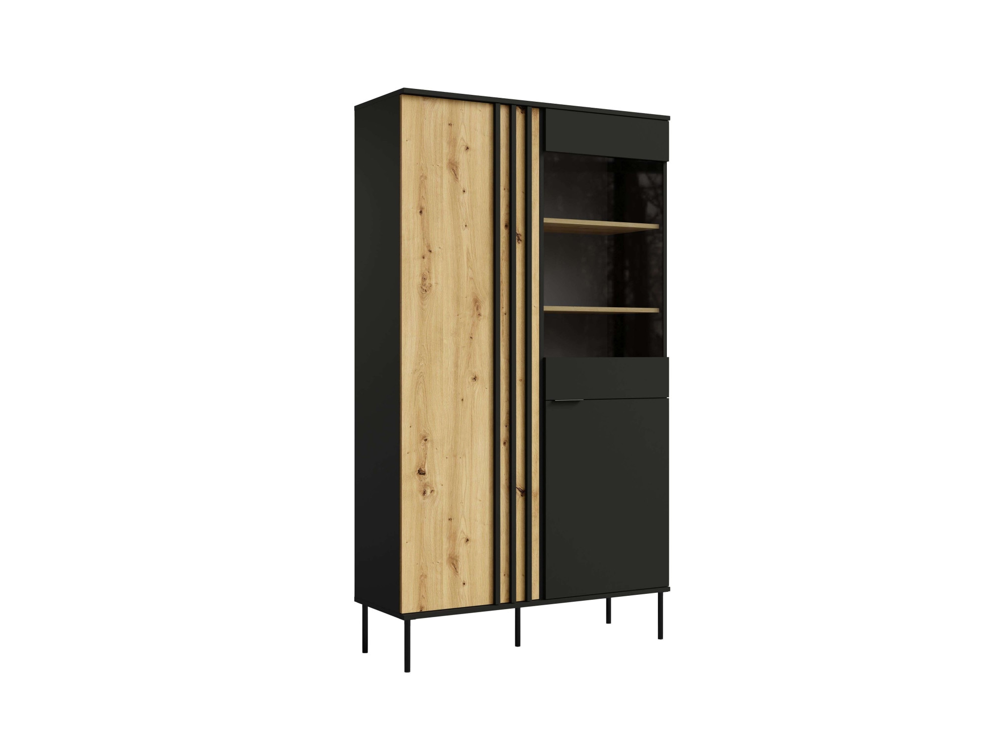 GOODproduct Vitrine »AELLOR Vitrineschrank mit/ohne Beleuchtung, verglast, viel Stauraum« Standvitrine/Glasvitrine mit 2 Türen, 8 Einlegeböden, matt Hochschrank
