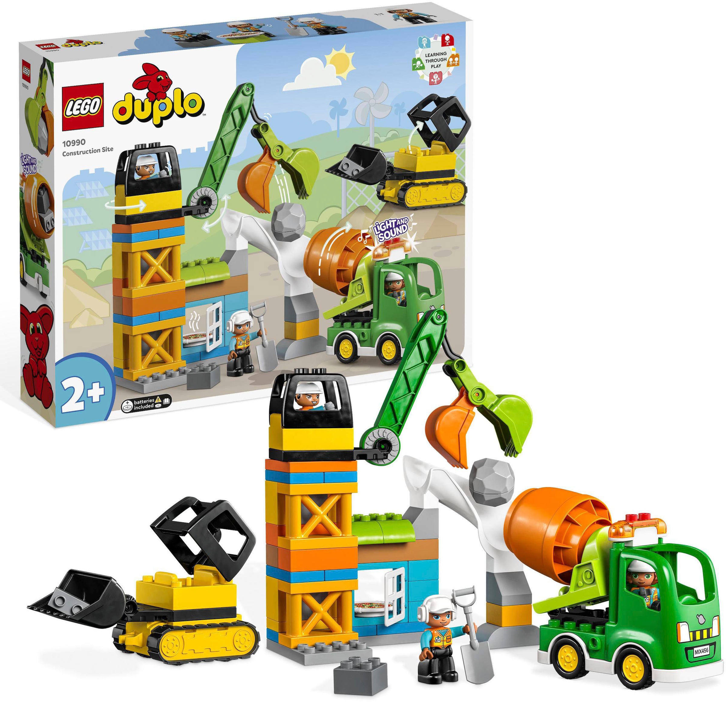 LEGO® Konstruktionsspielsteine »Baustelle mit Baufahrzeugen (10990), LEGO® DUPLO Town«, (61 St.), mit Licht und Sound; Made in Europe