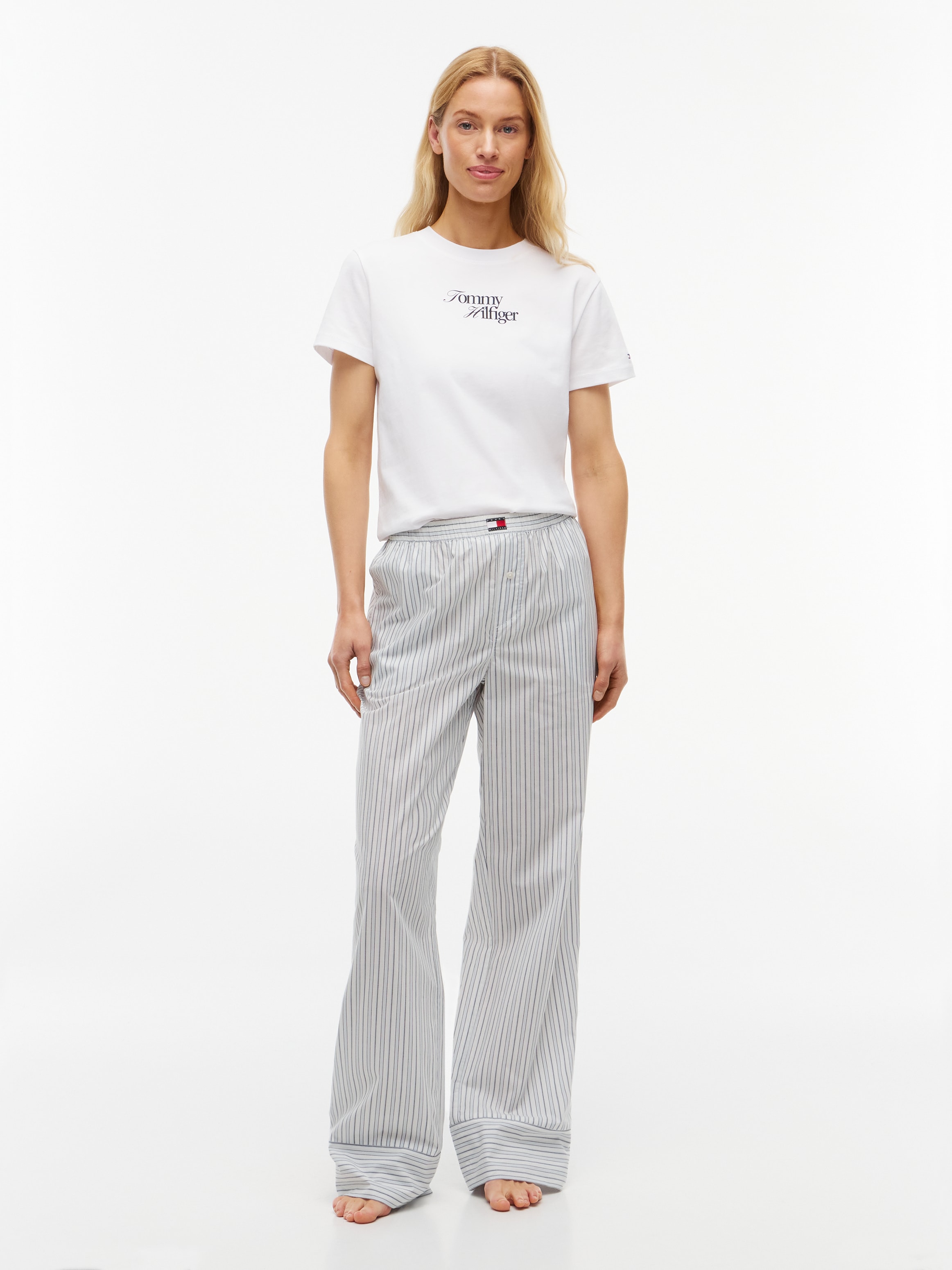 Tommy Hilfiger Underwear Pyjamahose »POPLIN STRIPE PANTS«  mit Elastikbund mit Label-Aufnäher