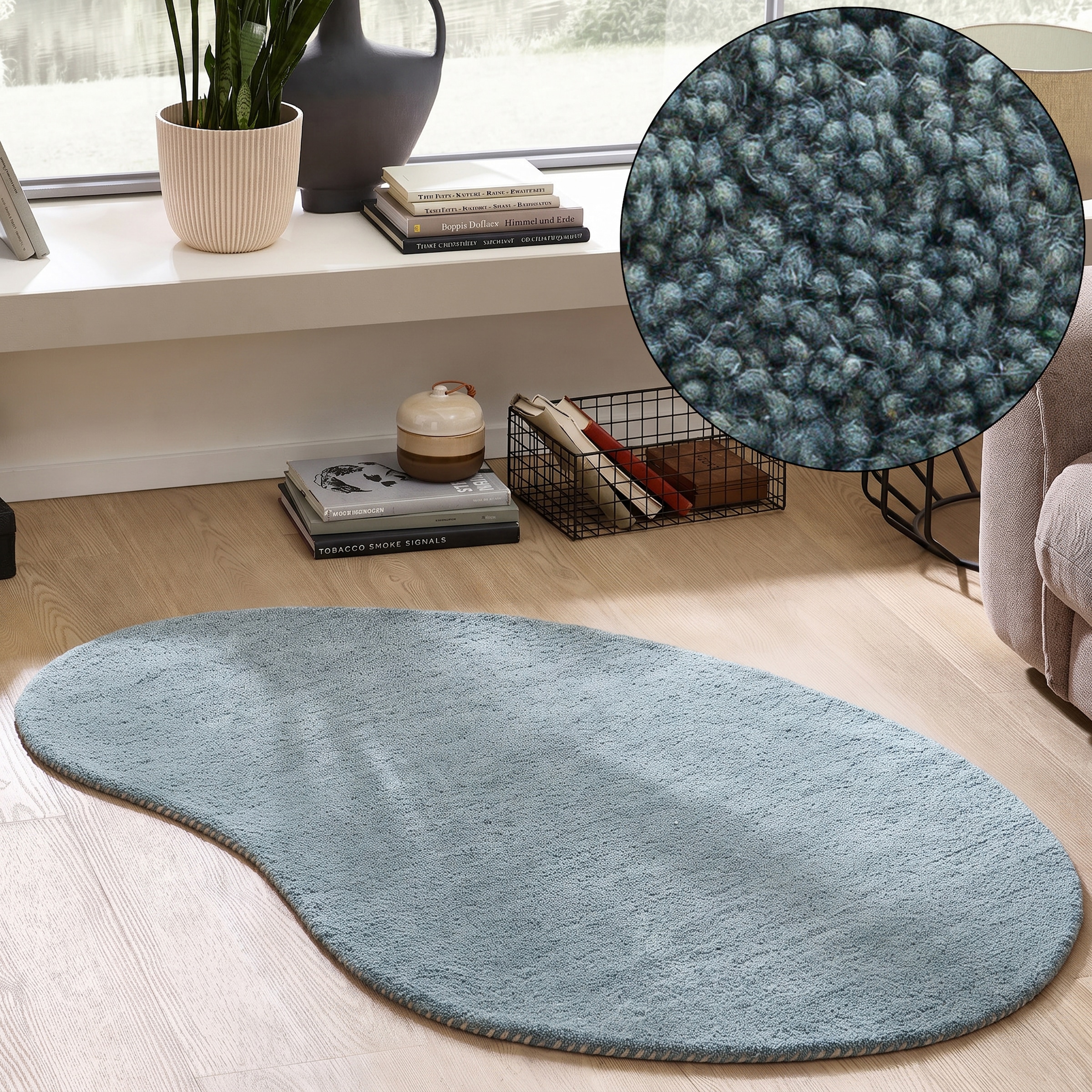 Image of THEKO Wollteppich "Gabbeh Uni, Handgefertigt, meliert, auch als Läufer erhältlich, Wolle" oval 14 mm Höhe Schlafzimmer, Wohnzimmer, Esszimmer, auch als Läufer oder rund