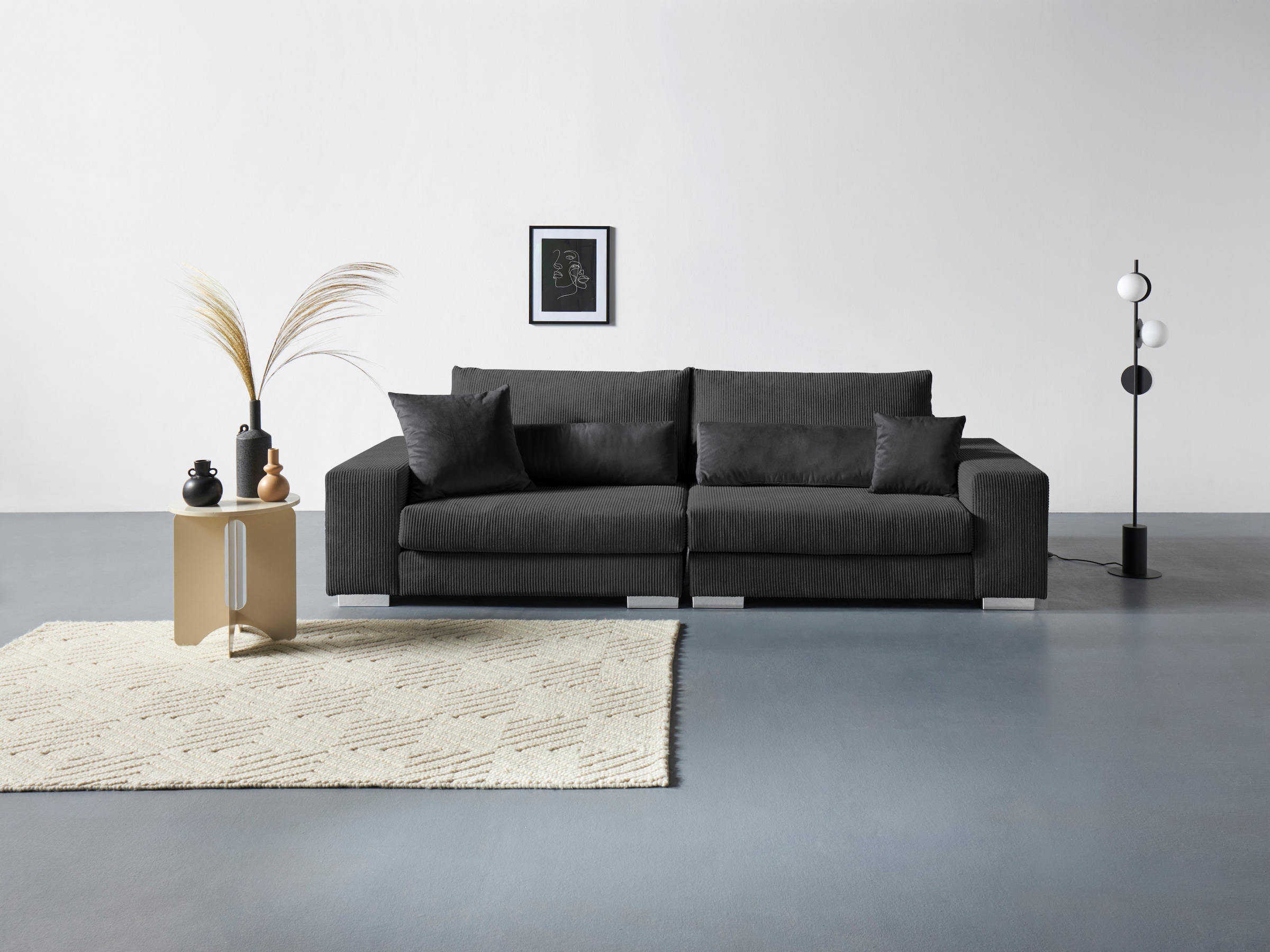 Places of Style Big-Sofa »Vasco«, Breite 277 cm, inkl. 6-teiliges  Kissenset, in Cord versandkostenfrei auf