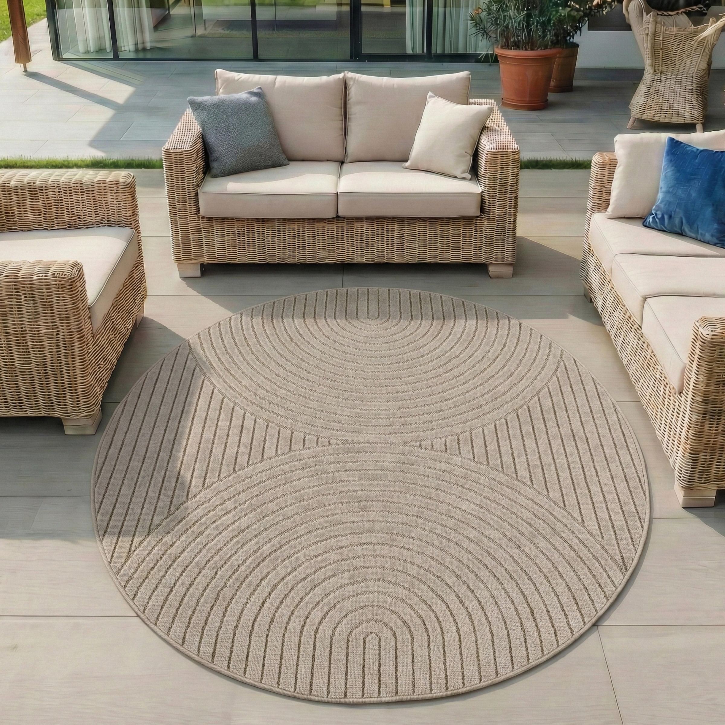 Ayyildiz Teppiche Outdoorteppich »NOVA 1201  , auch als Läufer und Rund« rund 8 mm Höhe Material aus schmutzabweisendem Polypropylen, In-/Outdoor geeignet