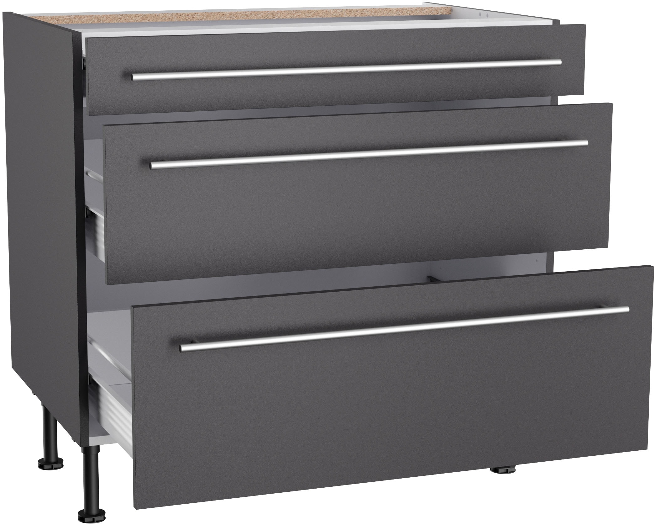KOCHSTATION Unterschrank »KS-Bern2«, Breite 90 cm, 1 Schubkasten, 2 Auszüge