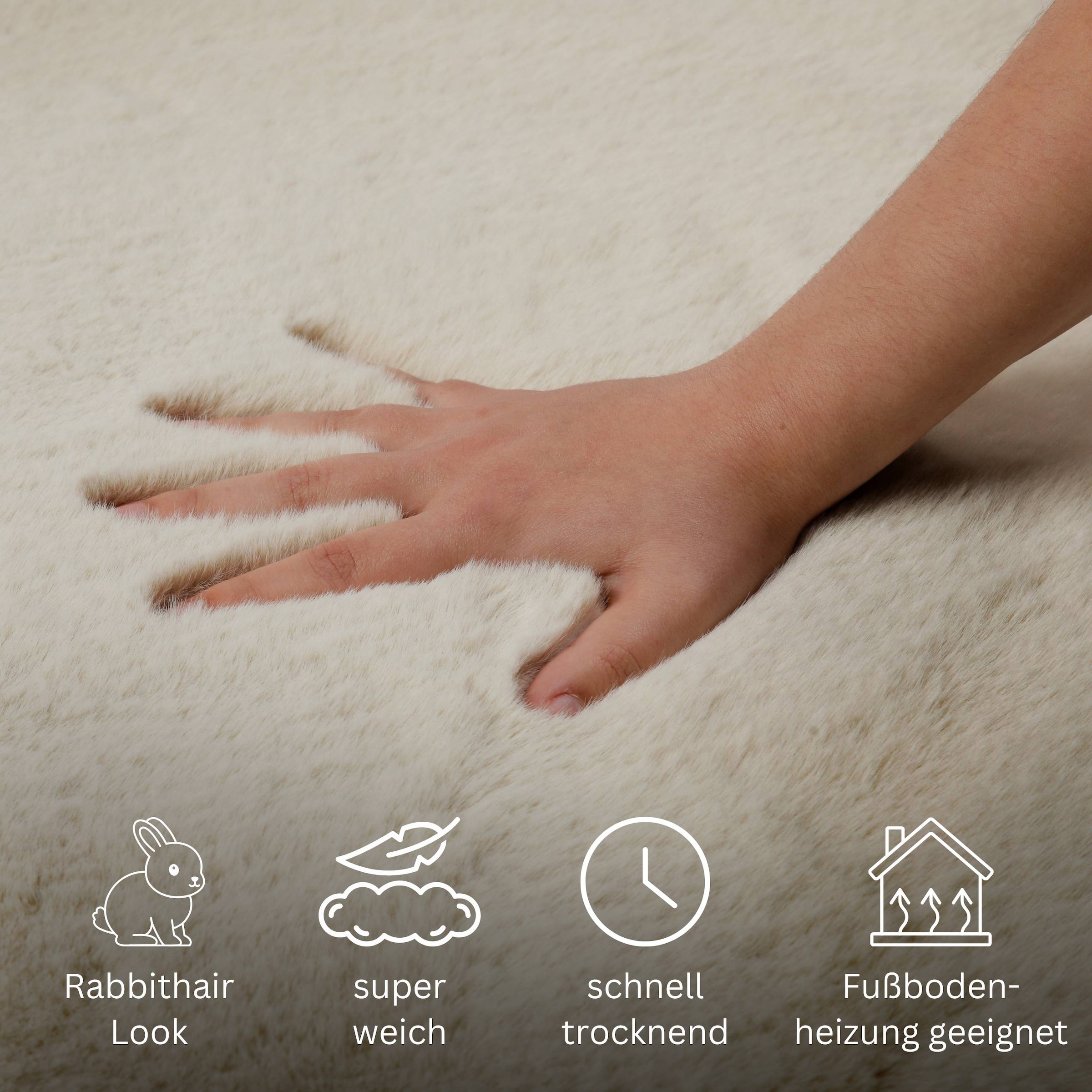 GOODproduct Badematte »Lennja« Höhe 25 mm rutschhemmend beschichtet fussbodenheizungsgeeignet Badteppich, getuftet, Uni, antirutsch, flauschig  wie Kaninchenfell