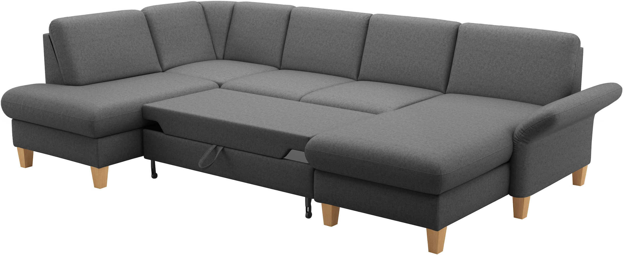 Home affaire Wohnlandschaft »Rochelle, U-Form«, optional mit Armteilverstellung, mit Bettfunktion & Bettkasten