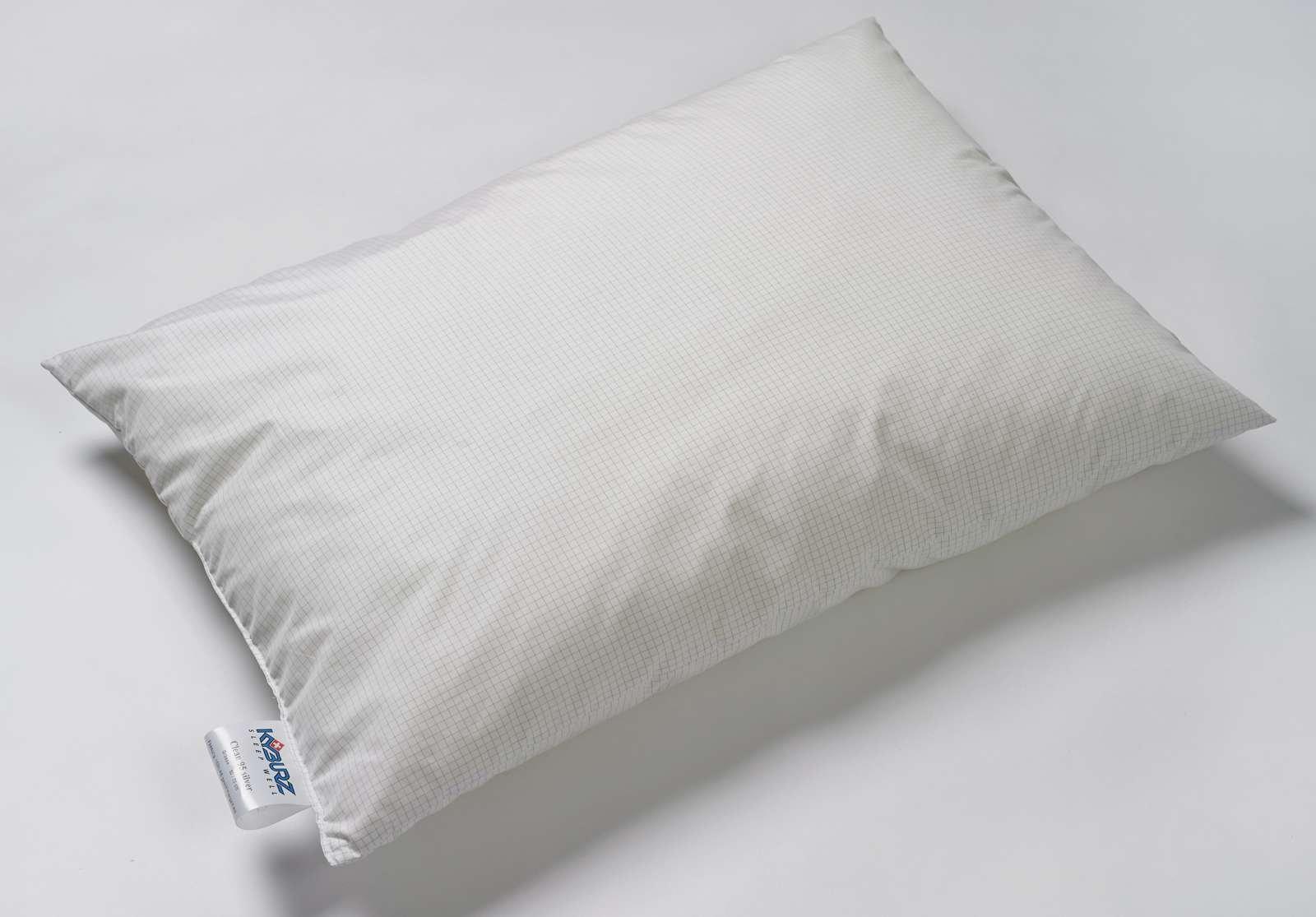 Image of Kyburz Kopfkissen »Clean Silver«, Füllung: PUR-Luftzellenstäbchen und Polyester-Hohlfaserbällchen, Bezug: Mischgewebe (50% Baumwolle, 50% Polyester) mit Silberfaden, (1 St.) bei Ackermann Versand Schweiz