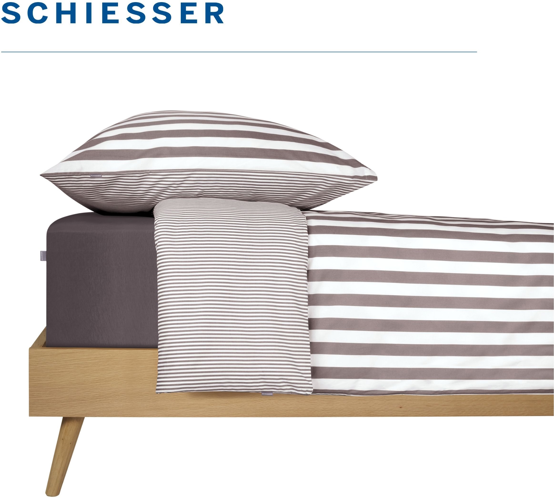Schiesser Linge de lit réversible »Marie aus weicher Baumwolle und Streifen Allover« 2 cuis MADE IN GREEN by OEKO-TEX®