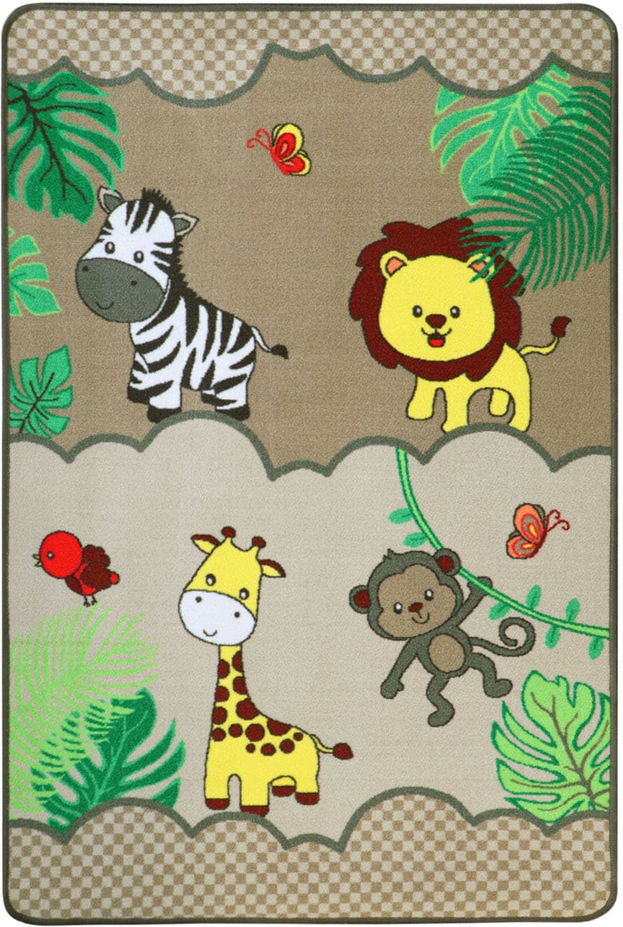 Image of Primaflor-Ideen in Textil Kinderteppich "SAFARI, Made in Belgium" rechteckig 5 mm Höhe Motiv Tiere der Savanne, Kinderzimmer