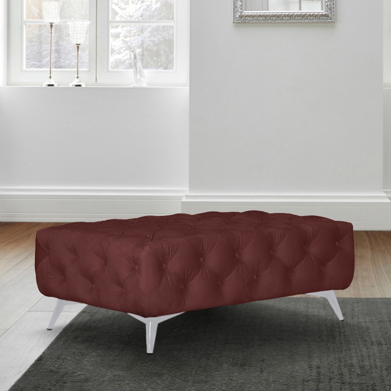 Leonique Polsterhocker »Amaury«, Chesterfield-Optik, Breite 120cm, Fussfarbe wählbar